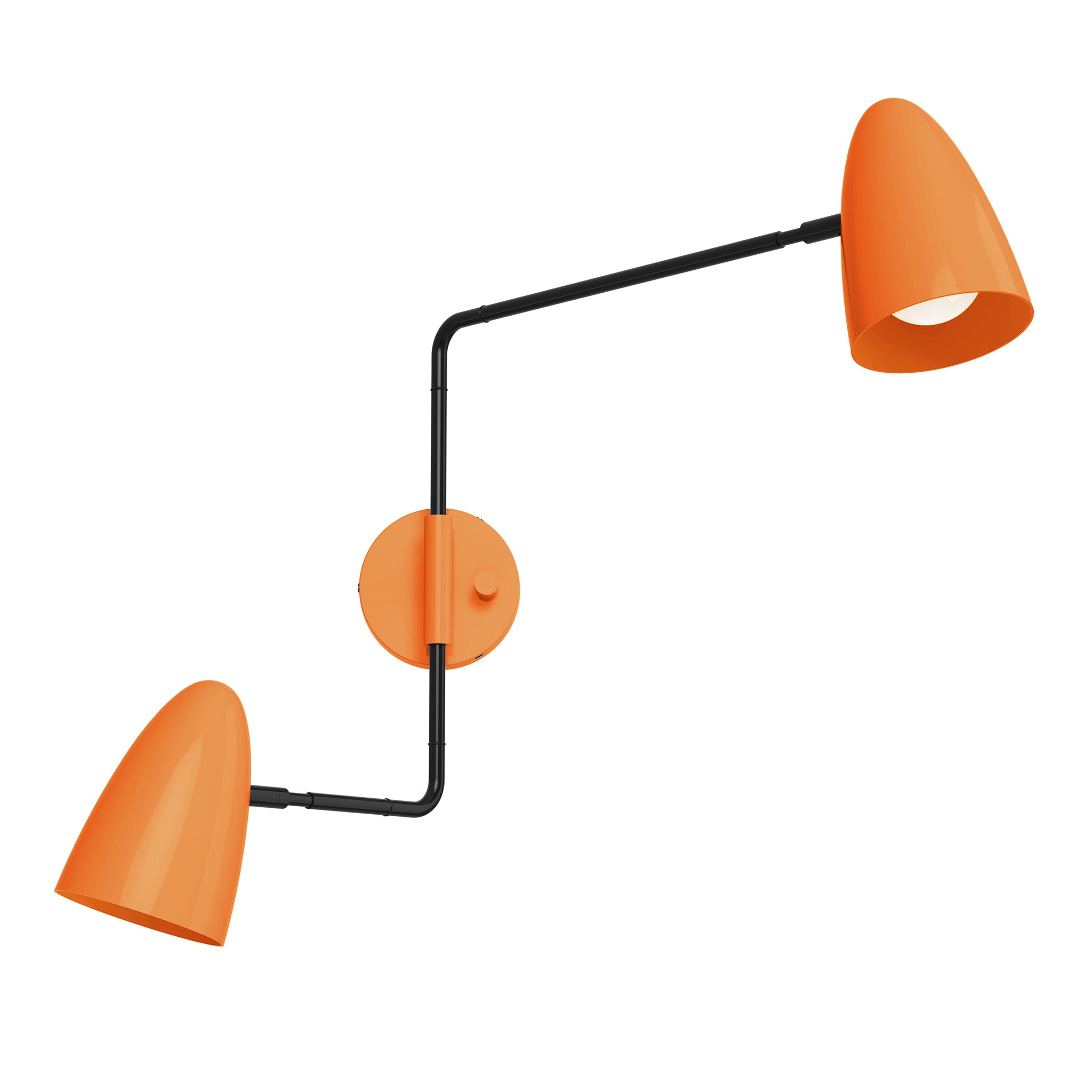 black orange color boom double swing arm sconce dutton brown lighting