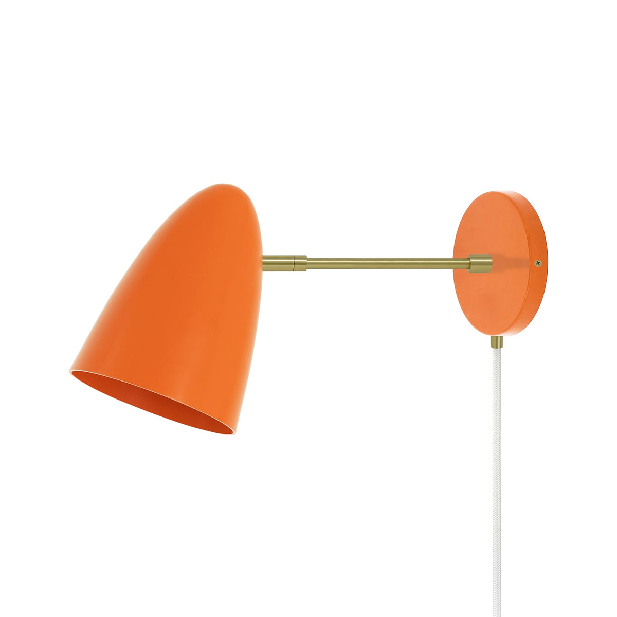 Brass and orange color Boom plug-in sconce 6" arm Dutton Brown lighting