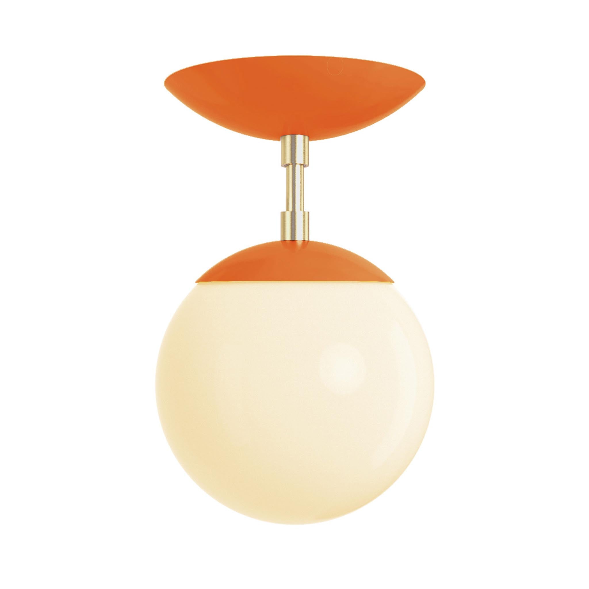 Brass and orange cap globe flush mount 6" dutton brown lighting