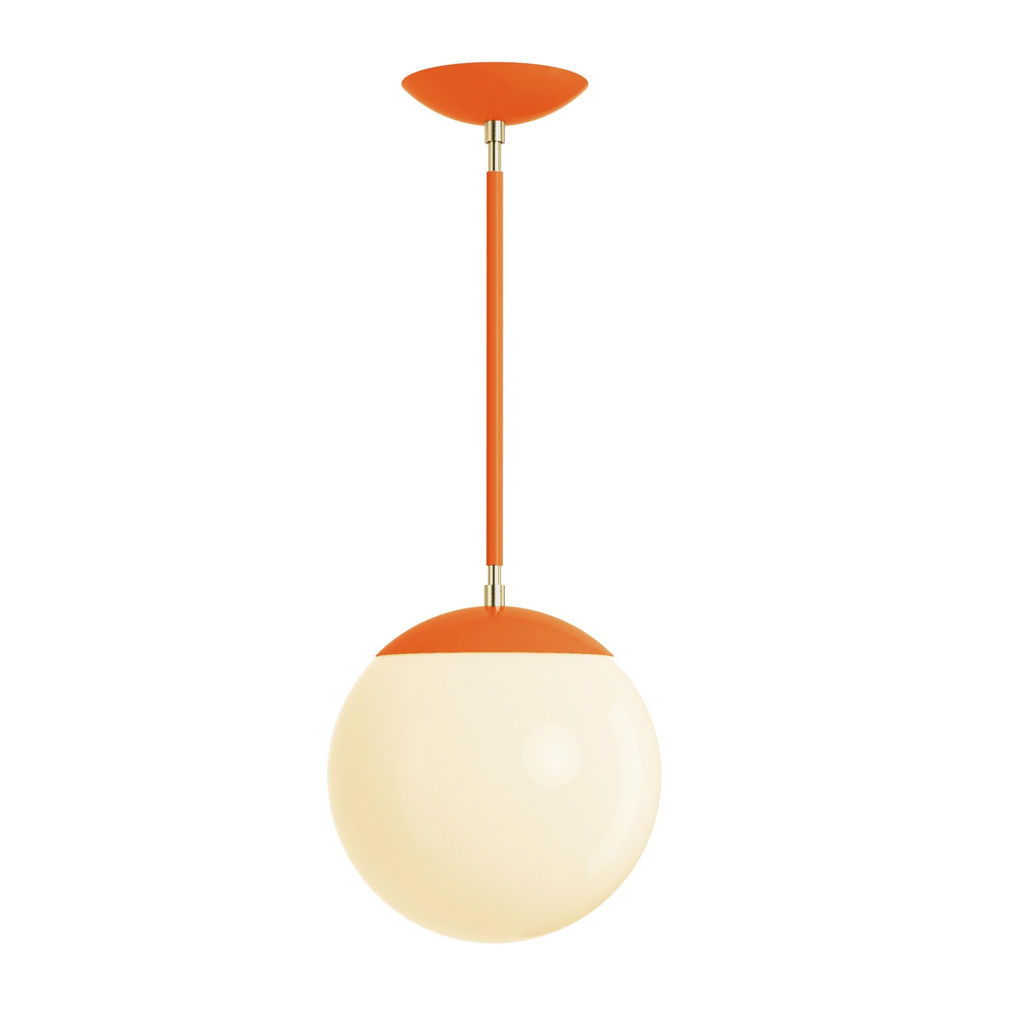 Brass and orange cap globe pendant 10" dutton brown lighting