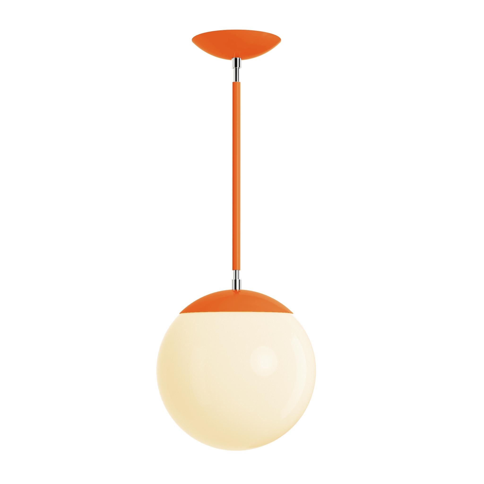 Polished nickel and orange cap globe pendant 10" dutton brown lighting