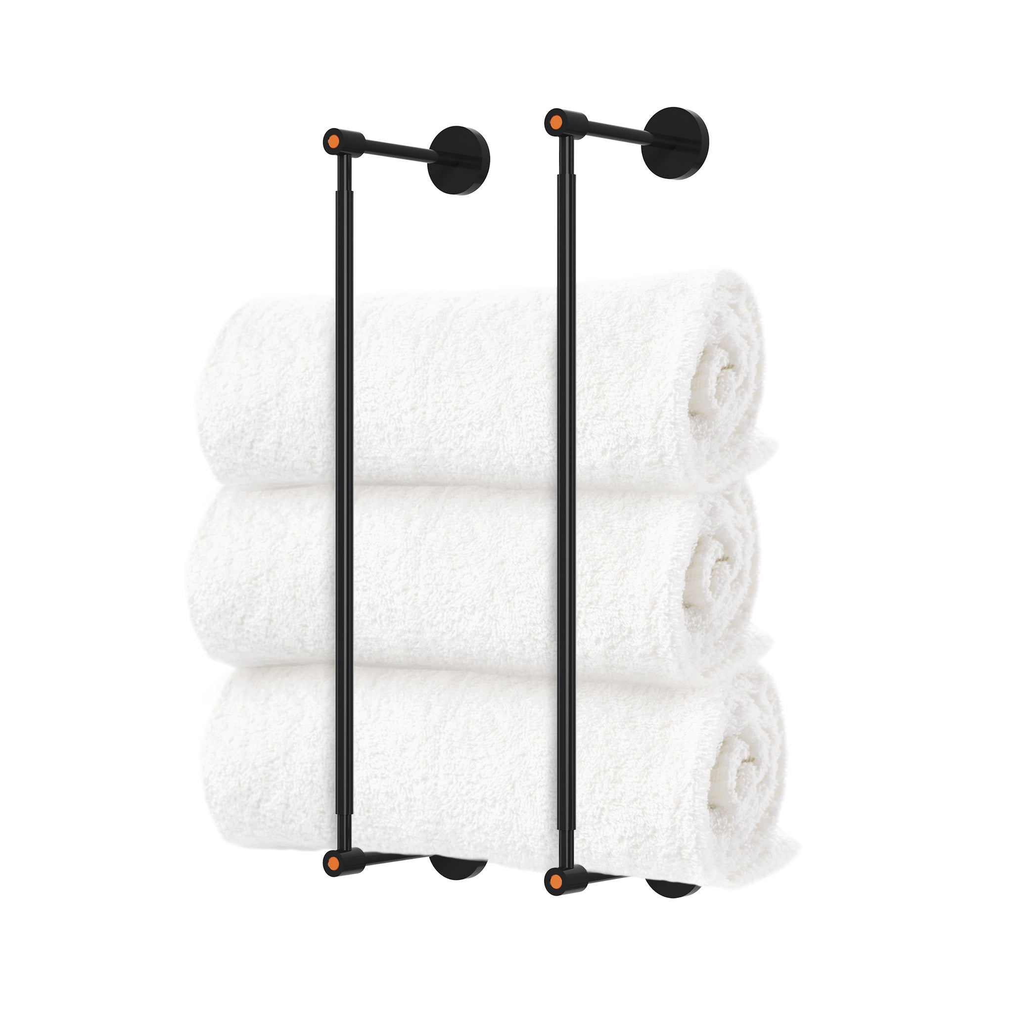 Black and orange head towel rack 18 inch dutton brown hardware