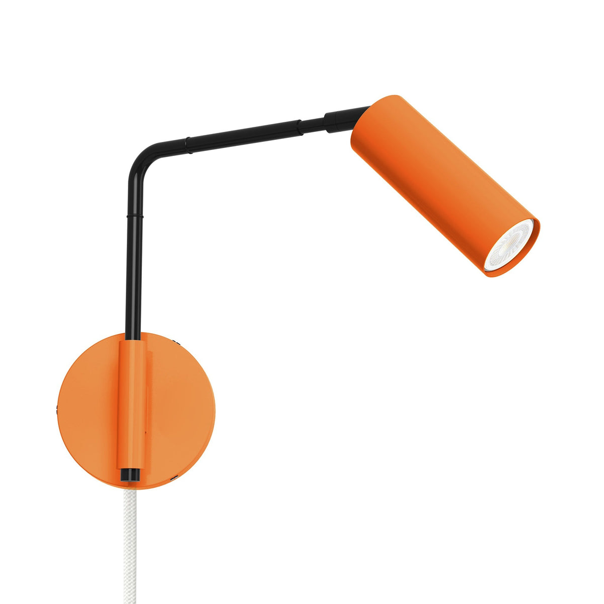 black orange color reader swing arm plug-in sconce - 9" arm dutton brown lighting