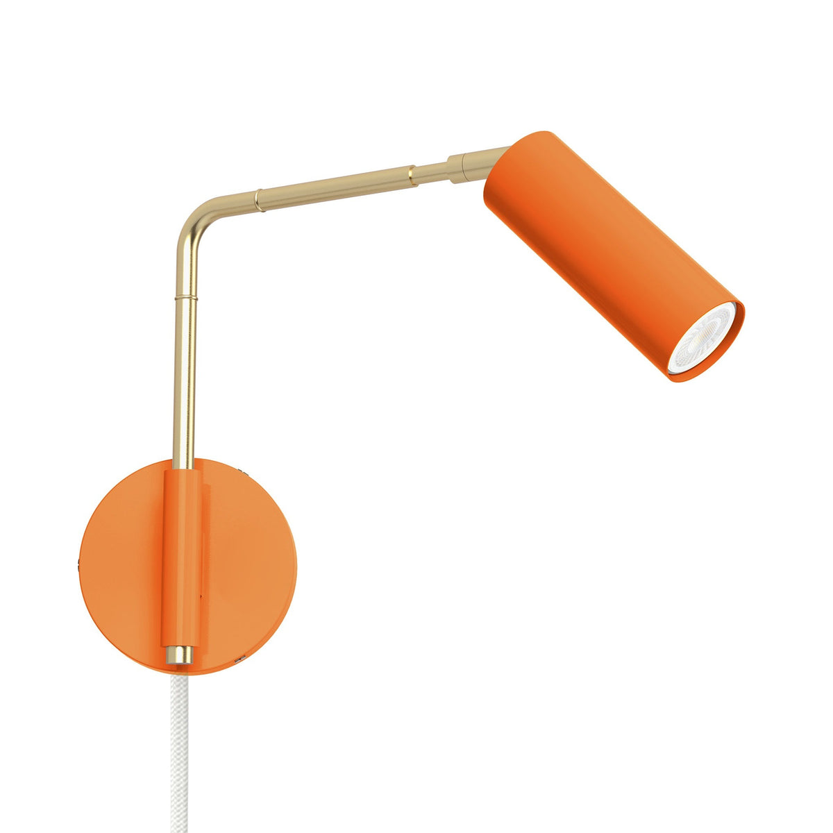 brass orange color reader swing arm plug-in sconce - 9" arm dutton brown lighting
