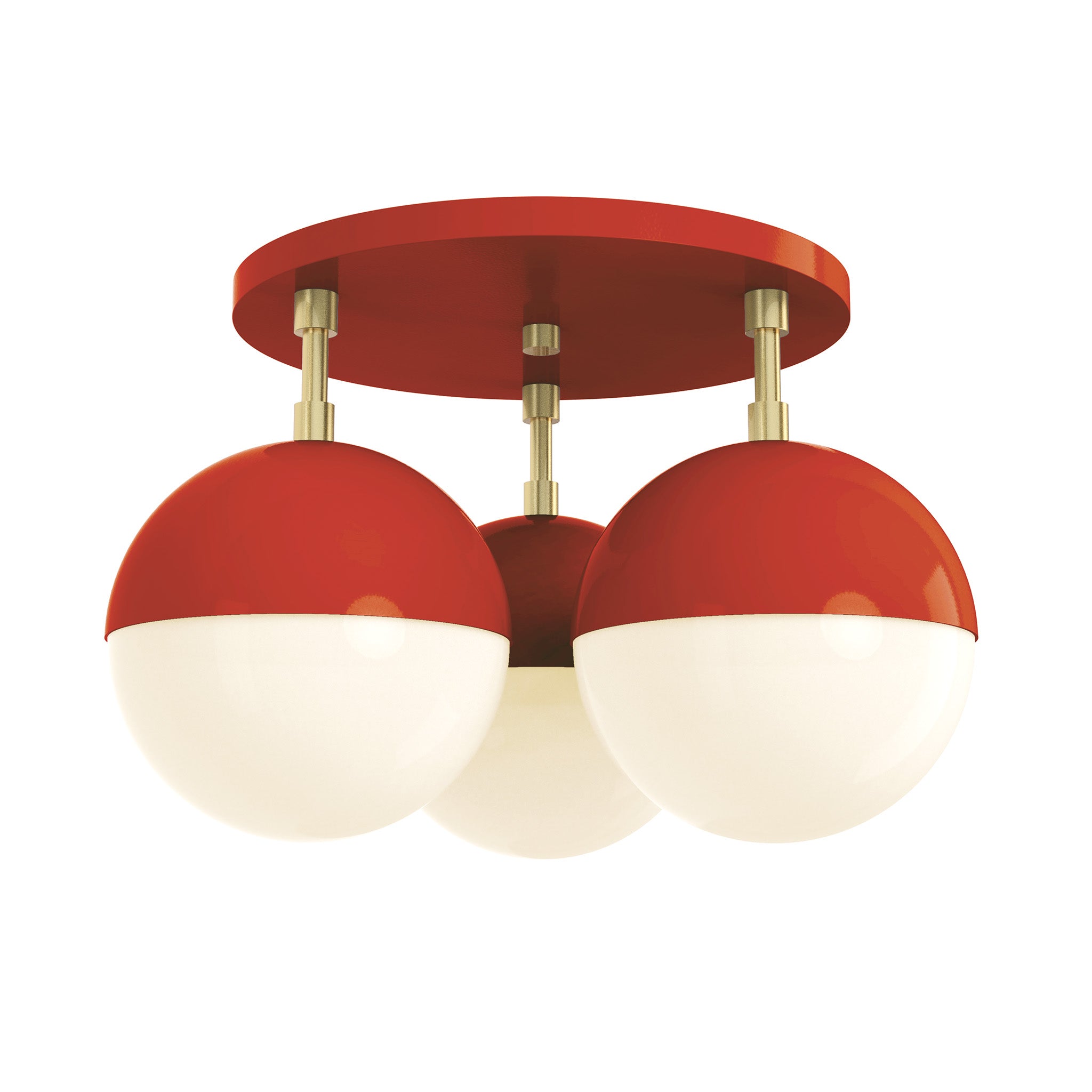 brass riding hood red color ballsy flush mount dutton brown lighting