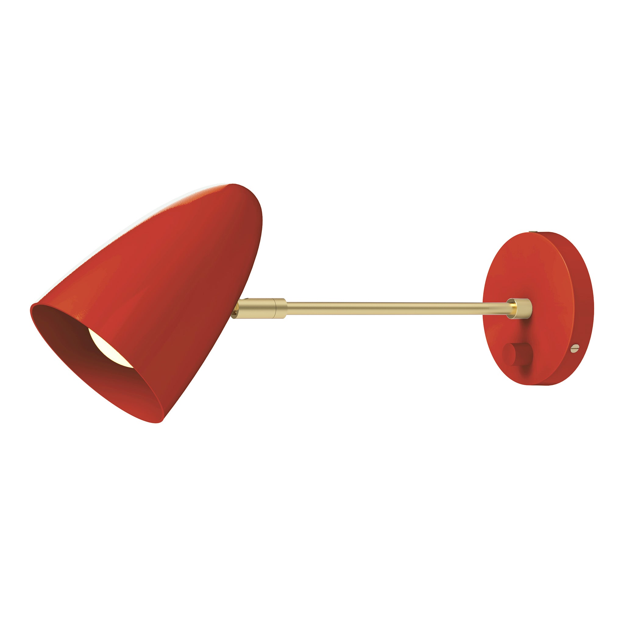 brass riding hood red color boom sconce - 10" arm dutton brown lighting