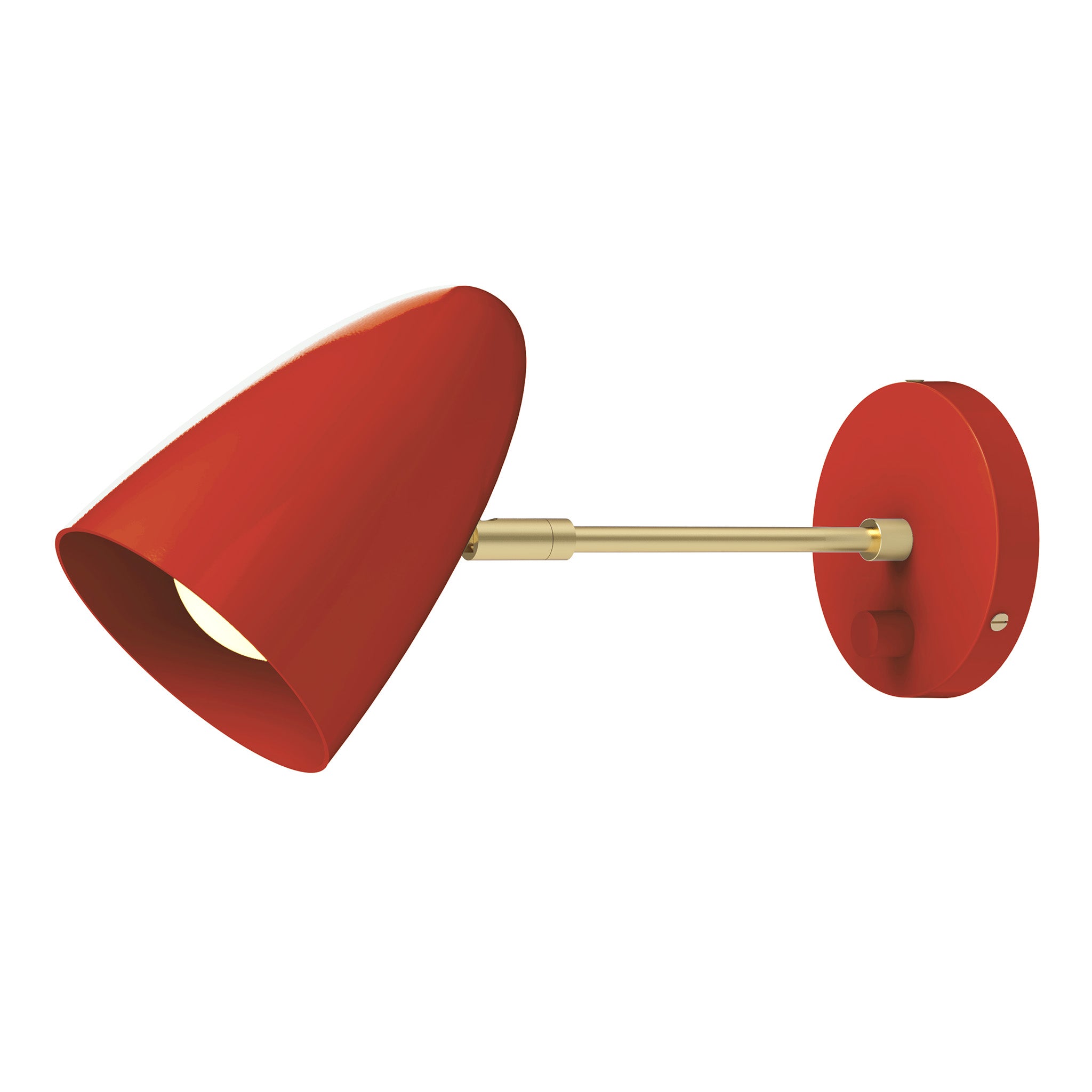 brass riding hood red color boom sconce - 6" arm dutton brown lighting