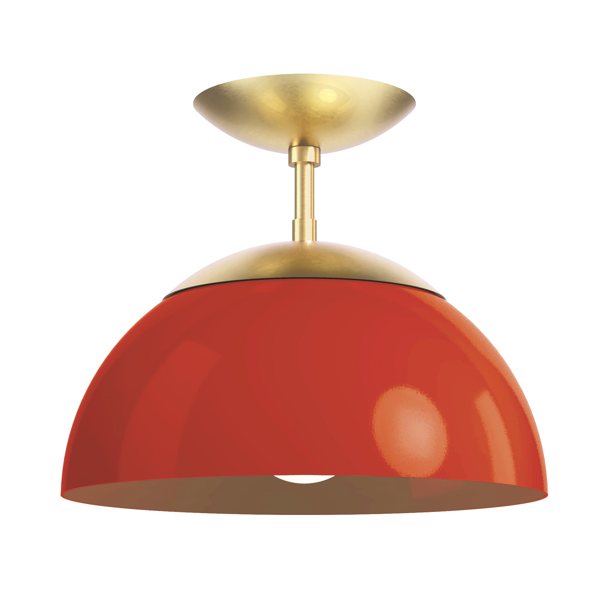 brass riding hood red color cadbury flush mount 12" dutton brown lighting