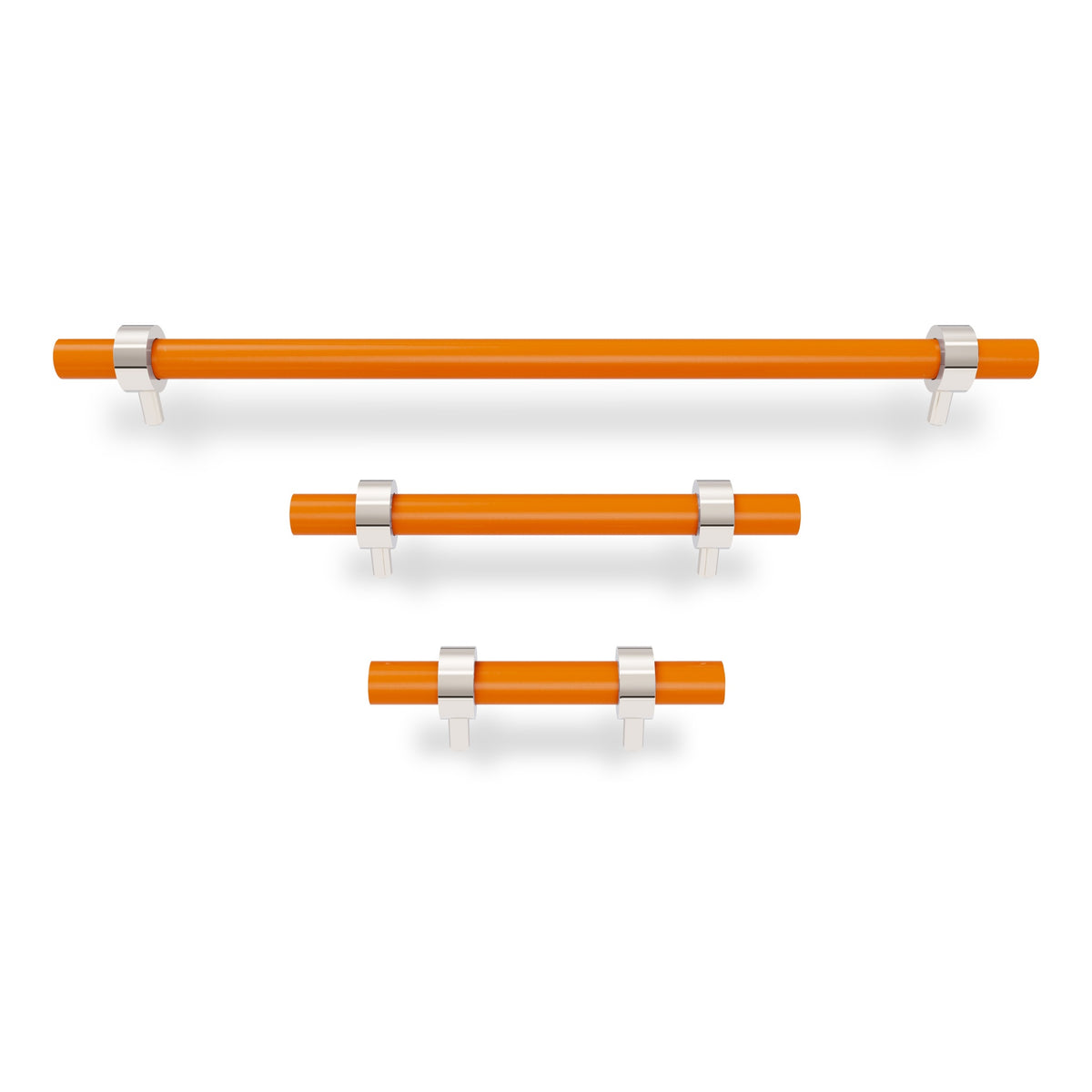 Nickel and orange color Caliber pull Dutton Brown hardware