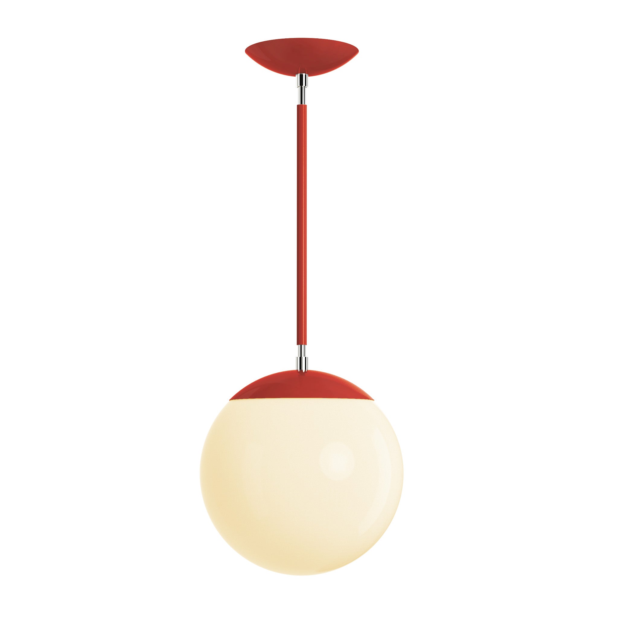 Polished nickel and riding hood red cap globe pendant 10" dutton brown lighting