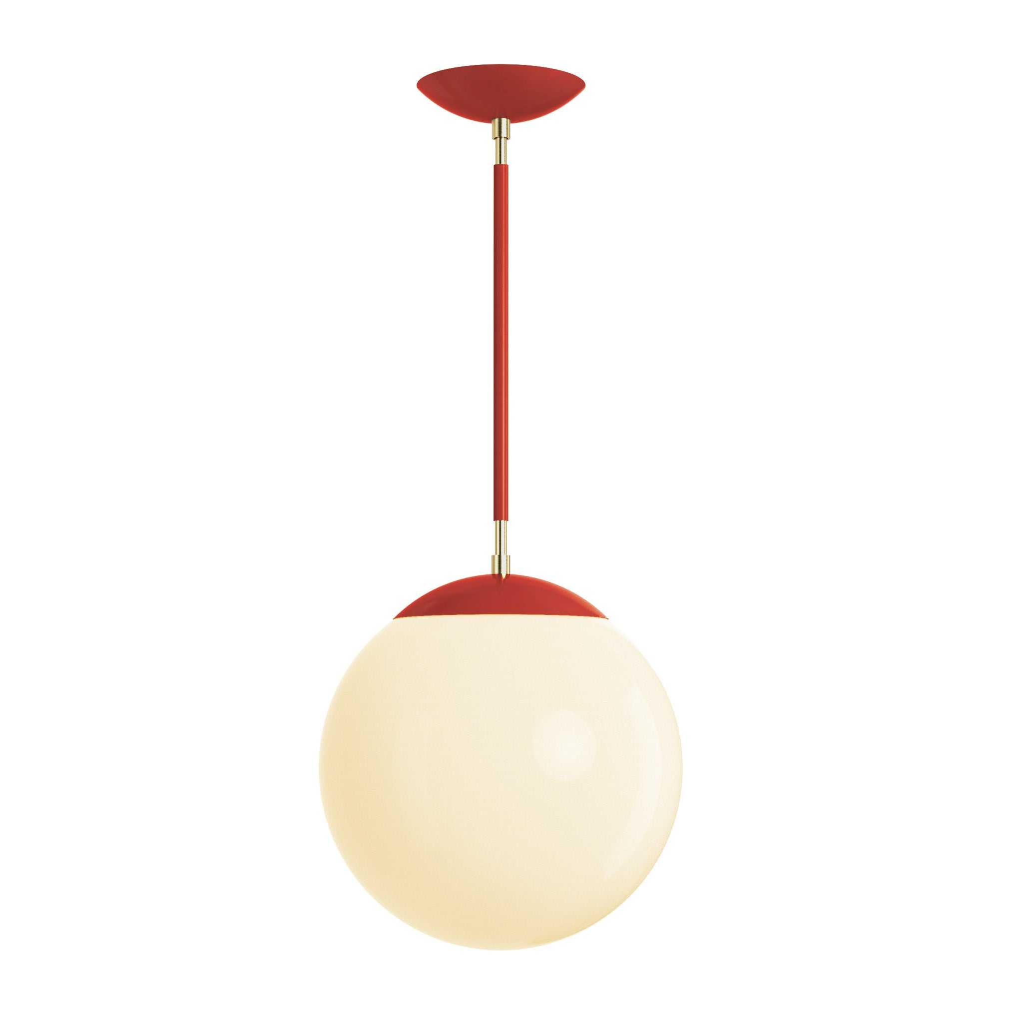 Brass and riding hood red cap globe pendant 12" dutton brown lighting