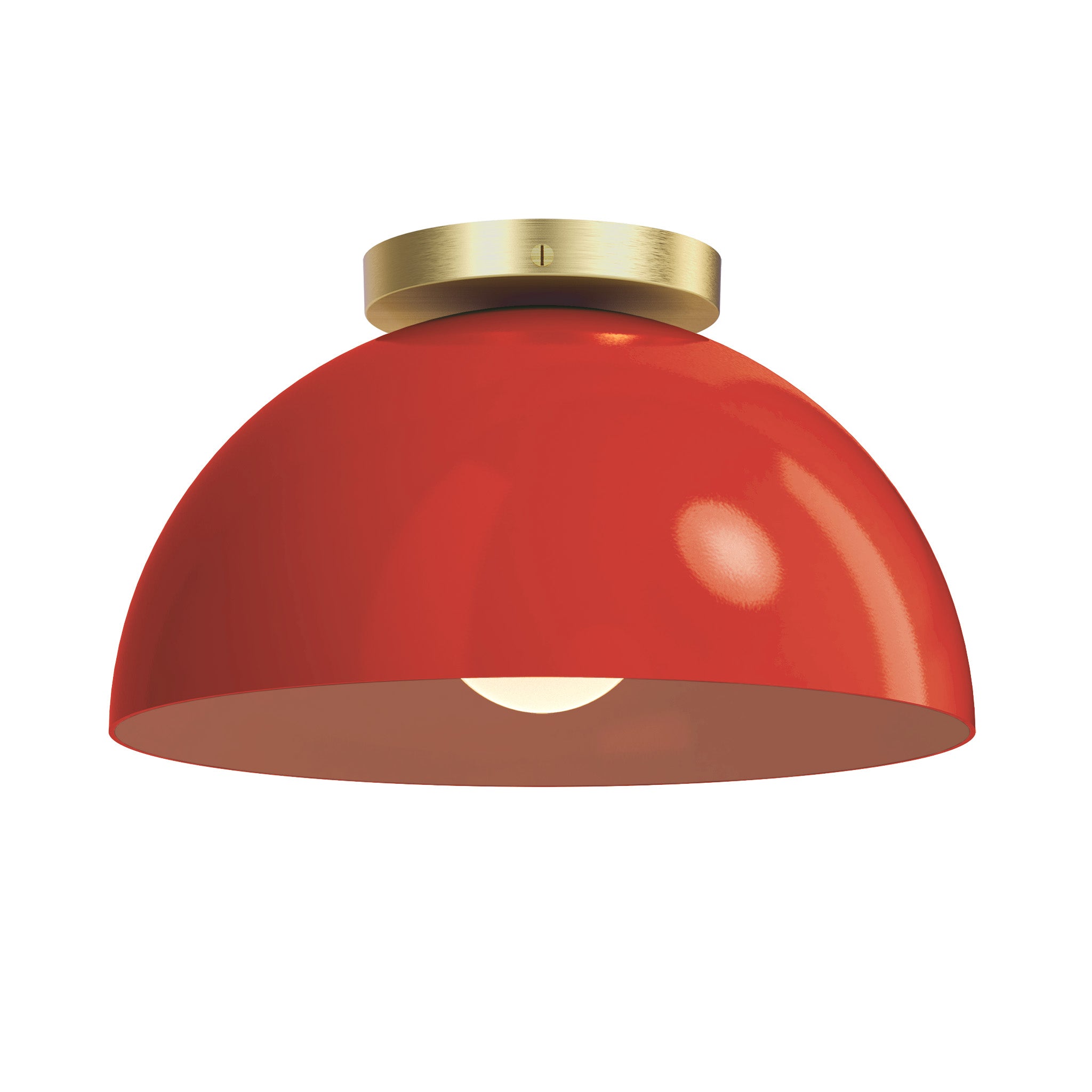 Brass and riding hood red color Hemi flush mount 12" Dutton Brown lighting