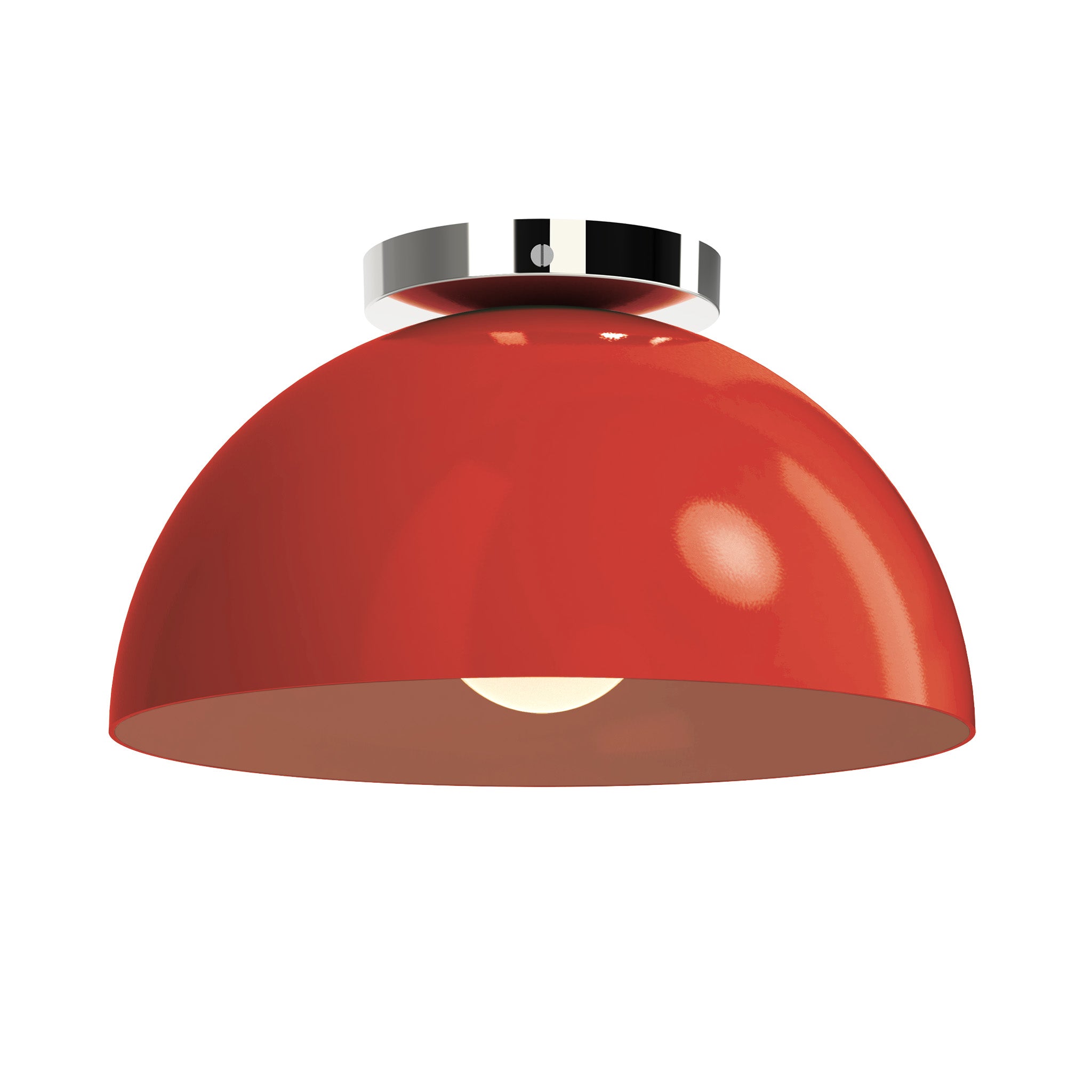 Nickel and riding hood red color Hemi flush mount 12" Dutton Brown lighting