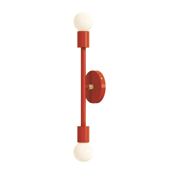 brass and riding hood red pilot wall sconce 17" dutton brown lighting