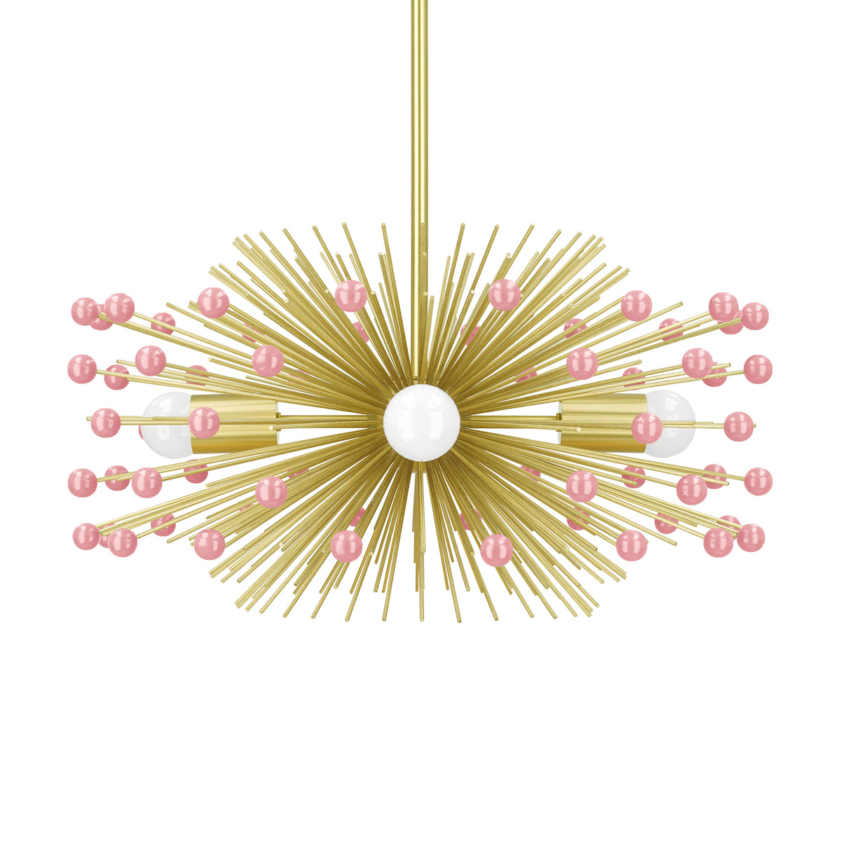 Brass and pinkaboo color beaded Urchin chandelier 20" Dutton Brown lighting