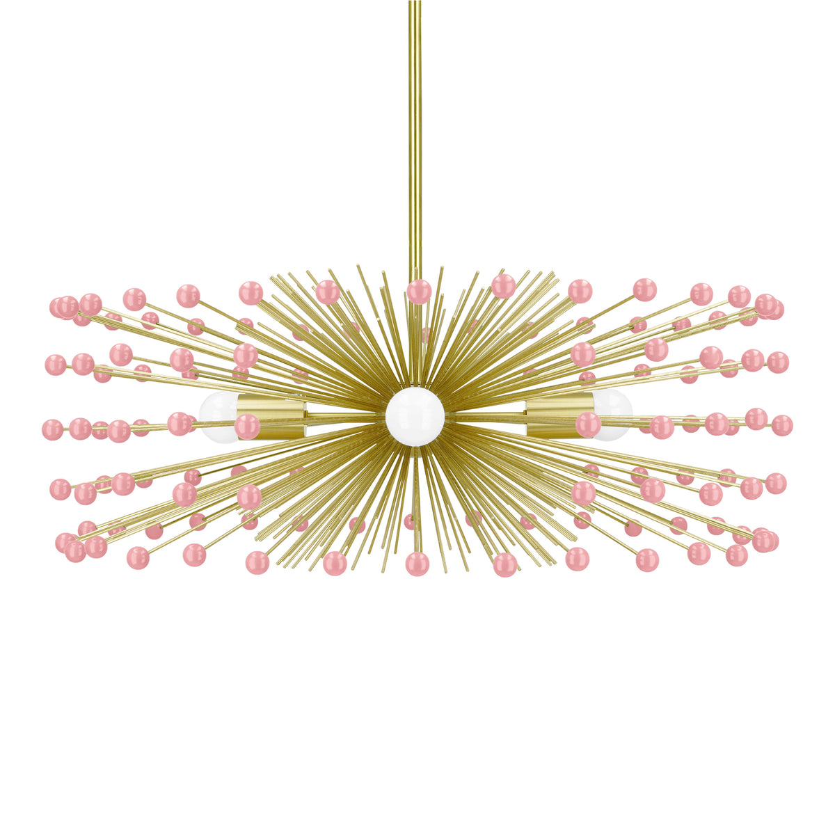 Brass and pinkaboo color Beaded Urchin chandelier 27" Dutton Brown lighting