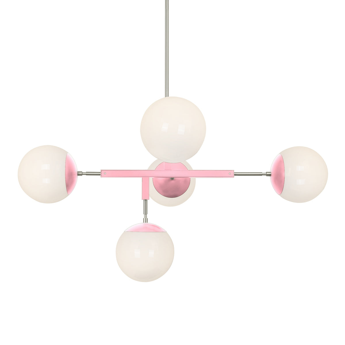 Nickel and pinkaboo color Big Prisma chandelier 42" Dutton Brown lighting