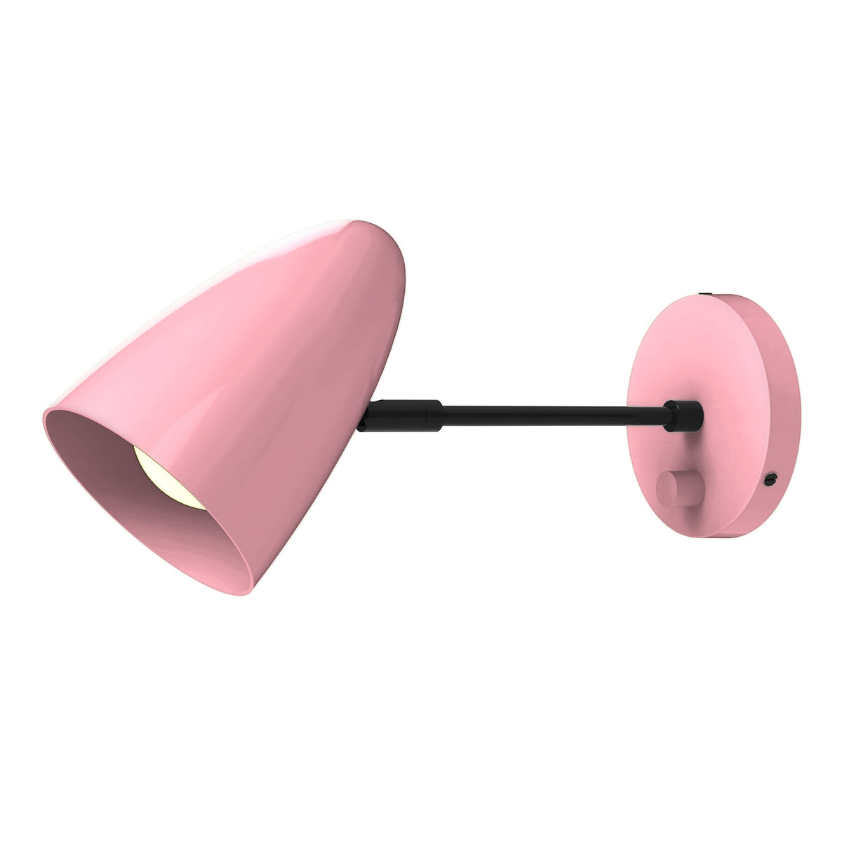Black and pinkaboo color Boom plug-in sconce 6" arm Dutton Brown lighting
