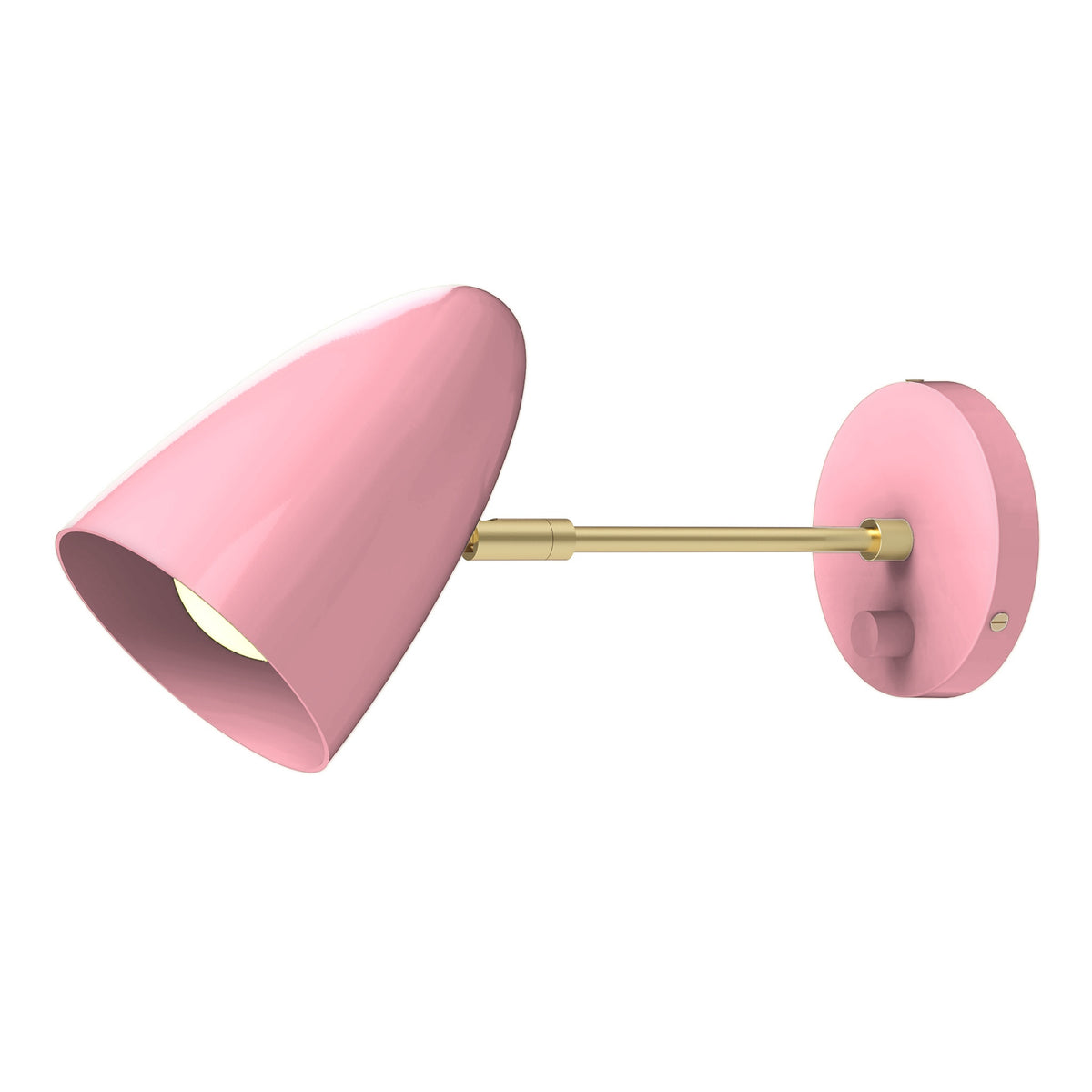 Brass and pinkaboo color Boom plug-in sconce 6" arm Dutton Brown lighting