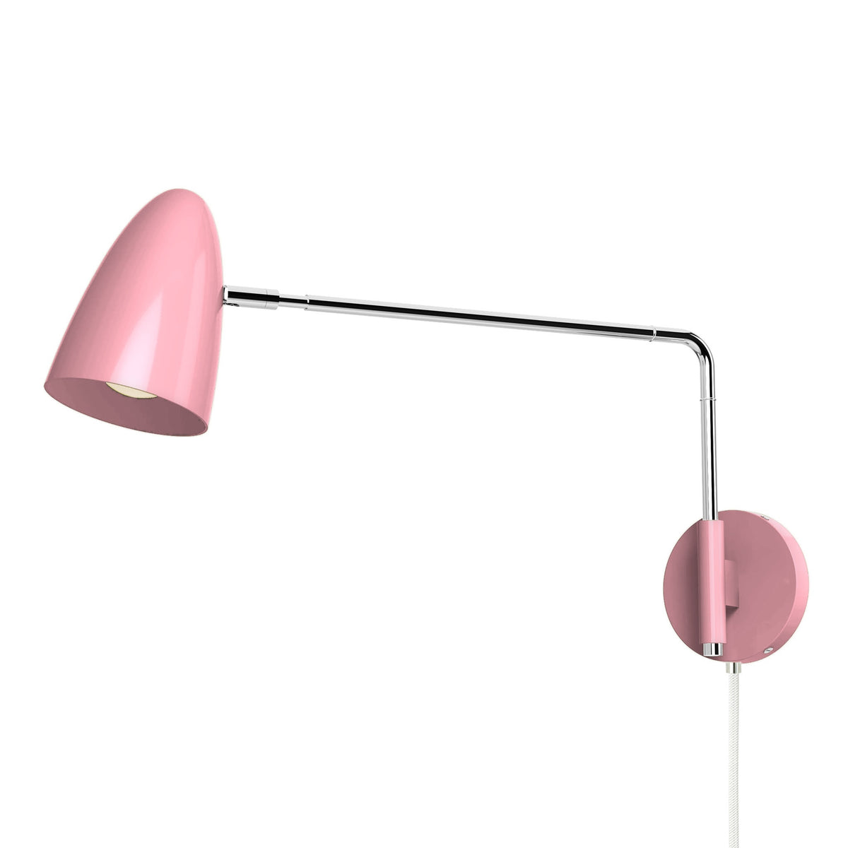 nickel pinkaboo color boom swing arm plug-in sconce 17" arm dutton brown lighting