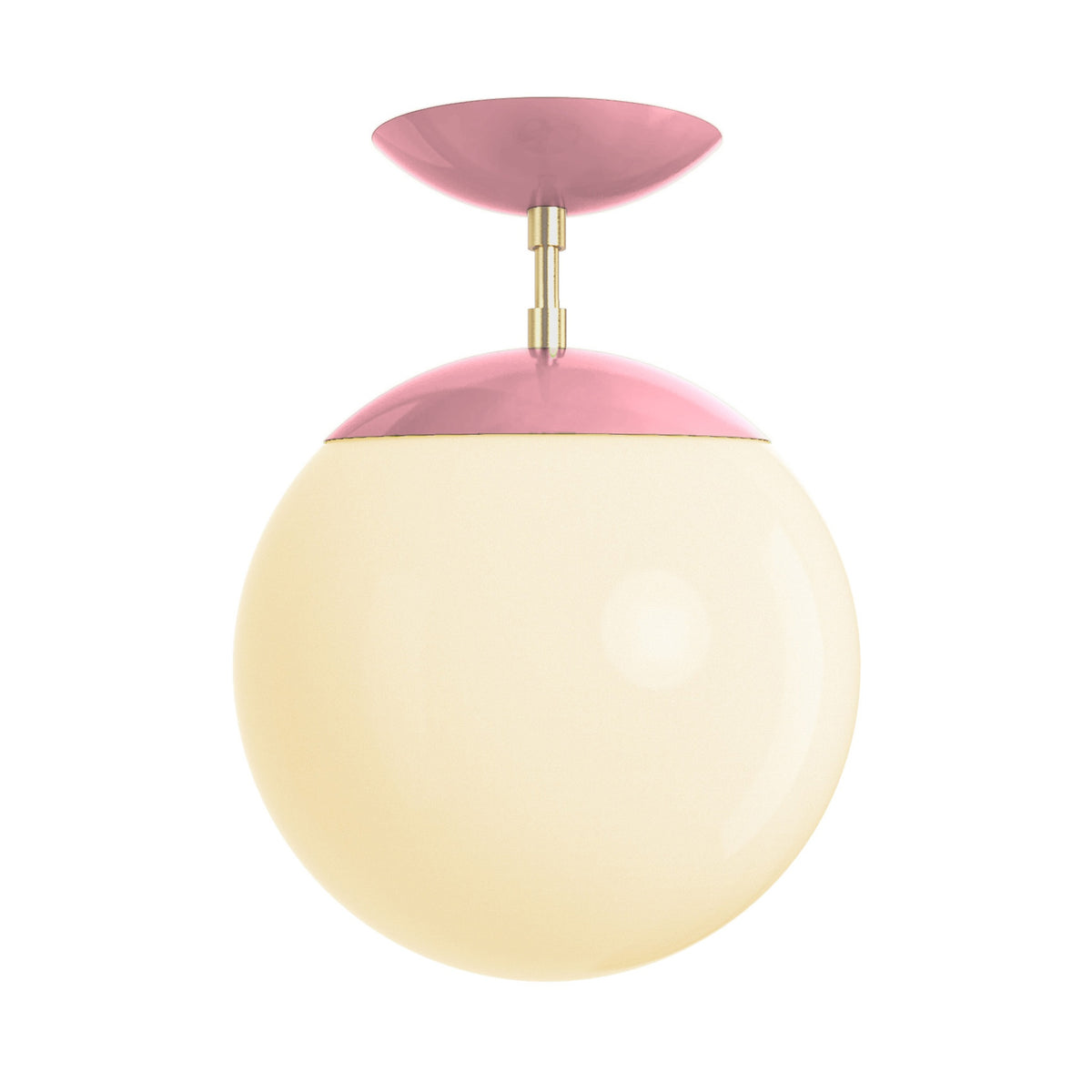 Brass and pinkaboo cap globe flush mount 10" dutton brown lighting