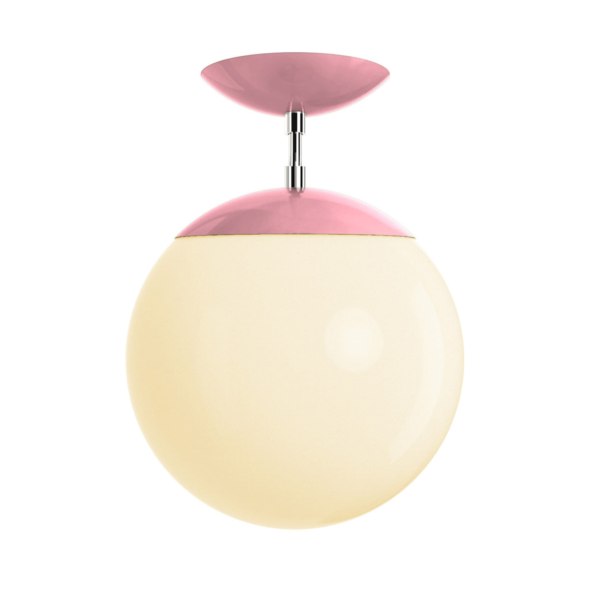 Polished nickel and pinkaboo cap globe flush mount 10" dutton brown lighting