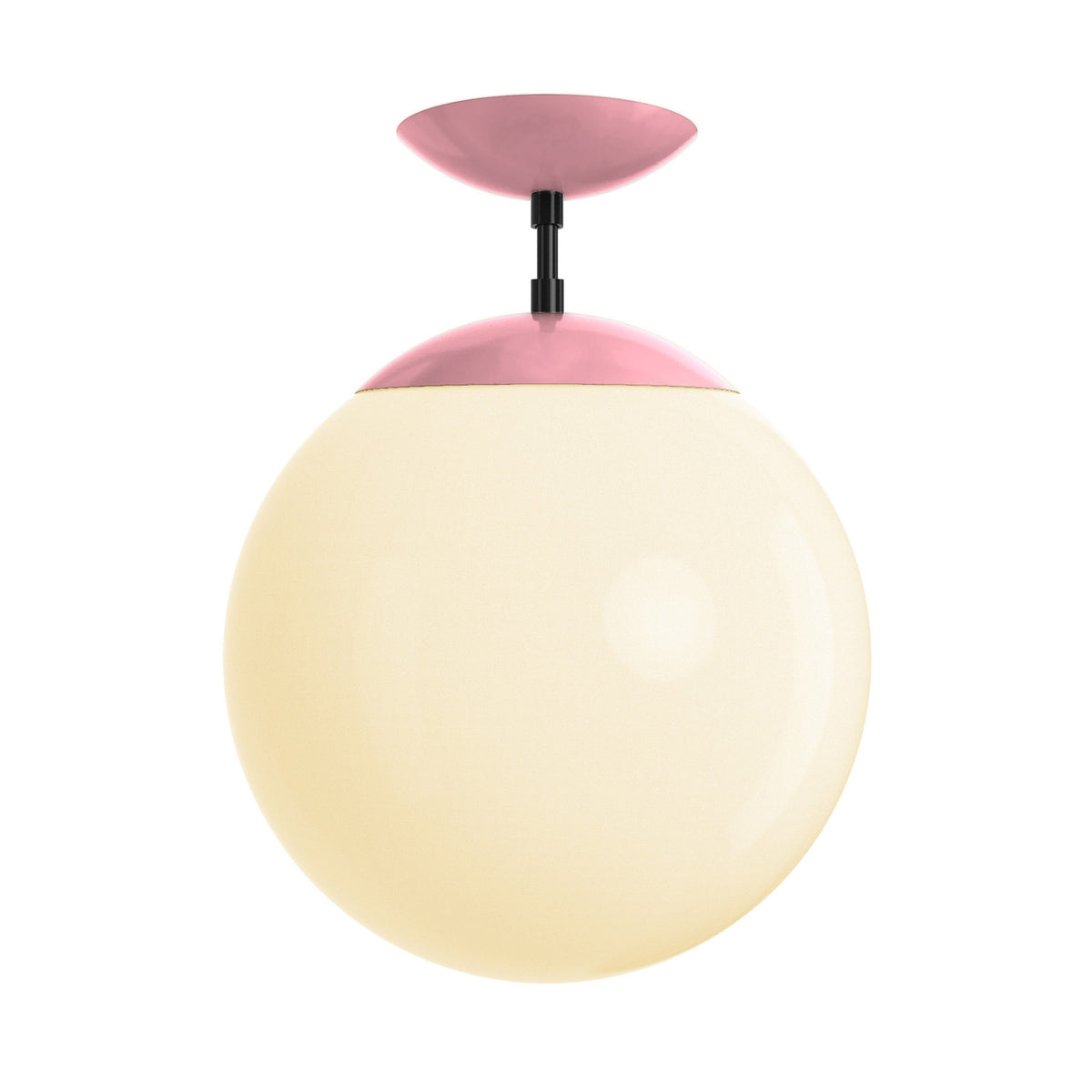 Black and pinkaboo cap white globe flush mount 12" dutton brown lighting