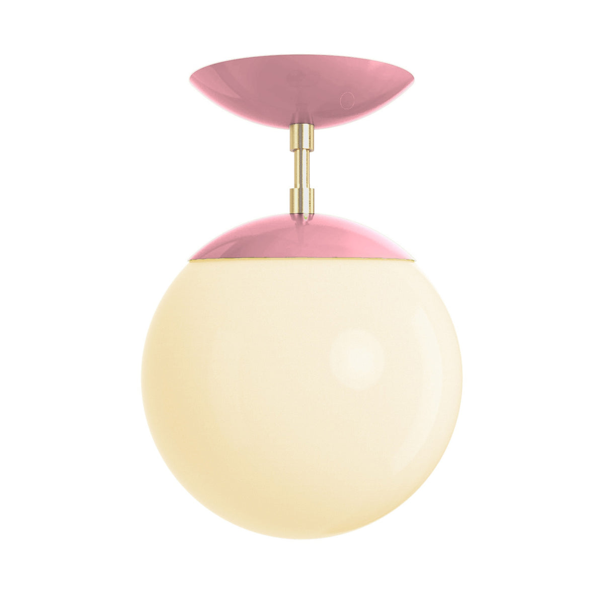 Brass and pinkaboo cap globe flush mount 8" dutton brown lighting