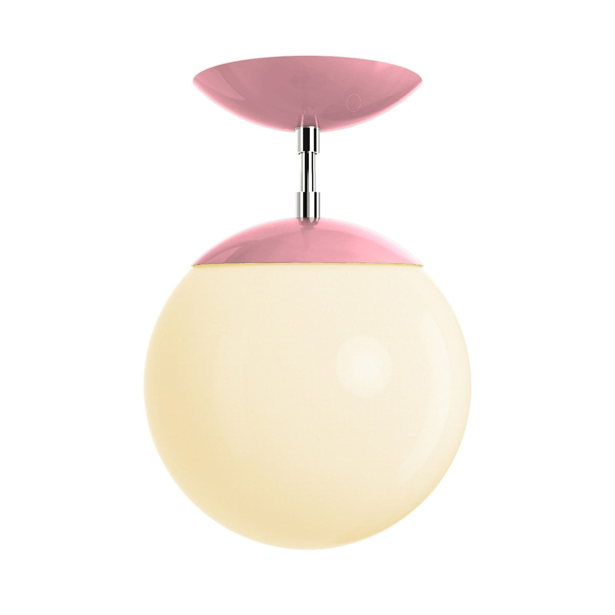 Polished nickel and pinkaboo cap globe flush mount 8" dutton brown lighting
