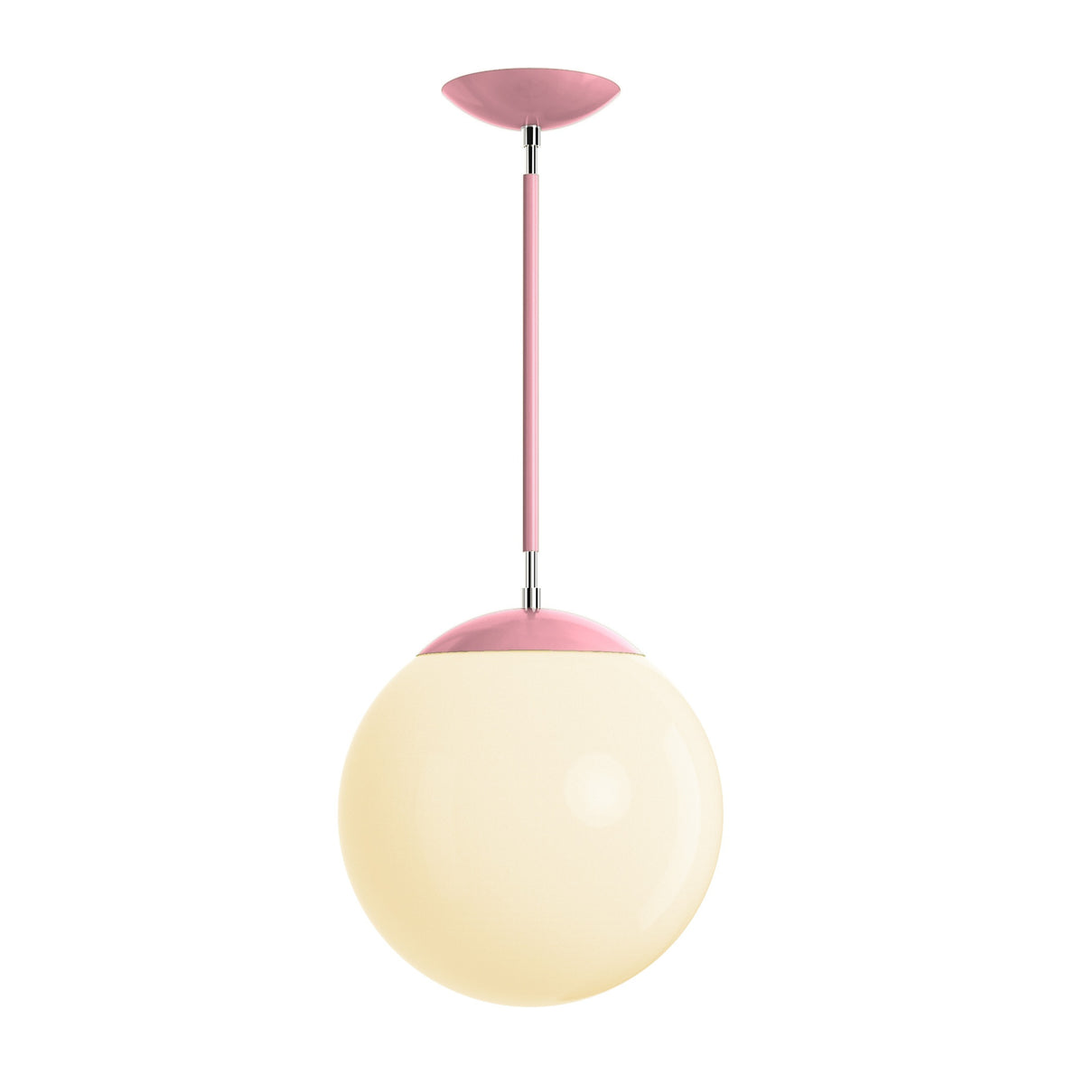 Polished nickel and pinkaboo cap globe pendant 12" dutton brown lighting