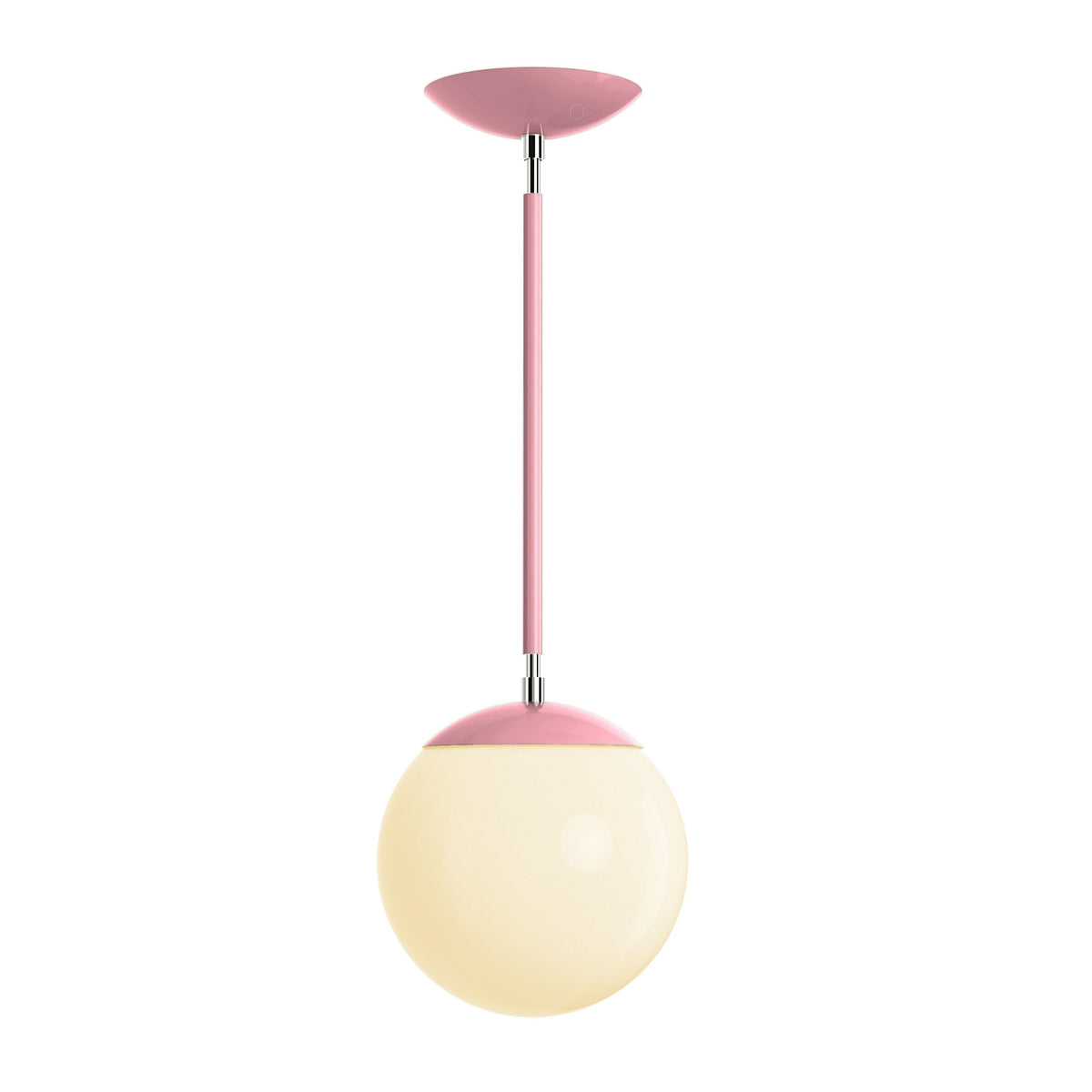 Polished nickel and pinkaboo cap globe pendant 8" dutton brown lighting