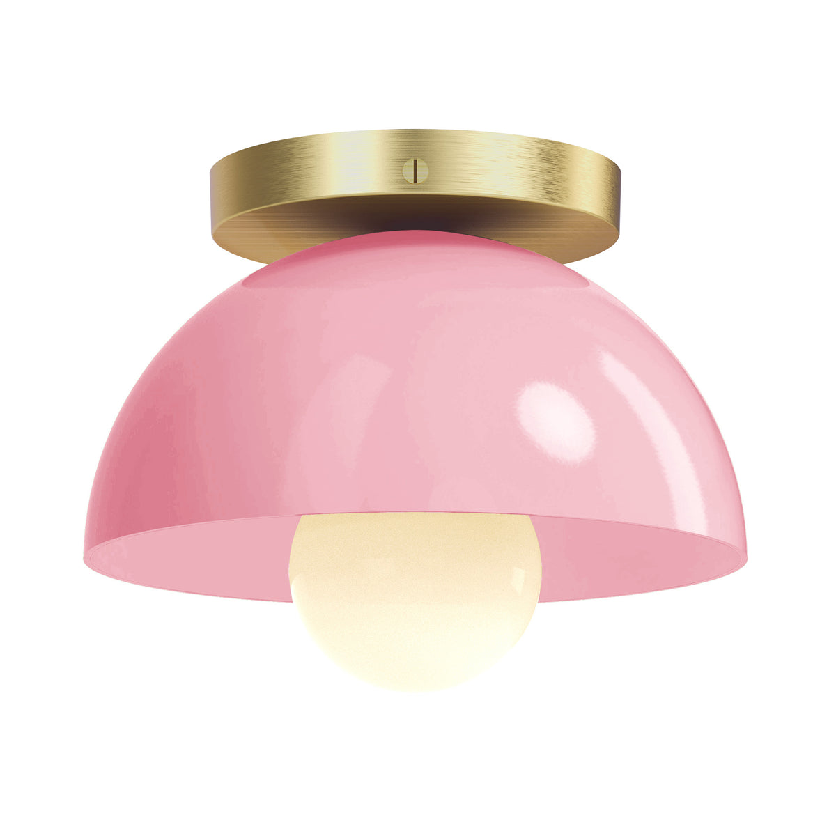 Brass and pinkaboo color Hemi flush mount 8" Dutton Brown lighting