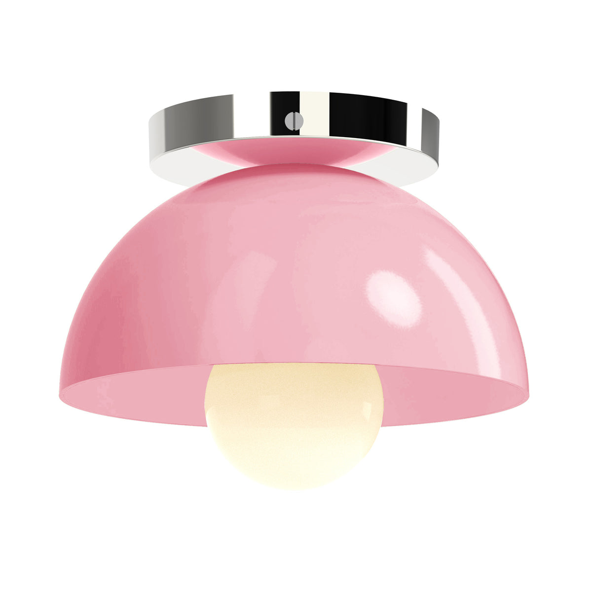 Nickel and pinkaboo color Hemi flush mount 8" Dutton Brown lighting