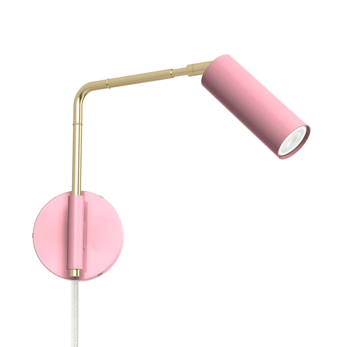 brass pinkaboo color reader swing arm plug-in sconce - 9" arm dutton brown lighting