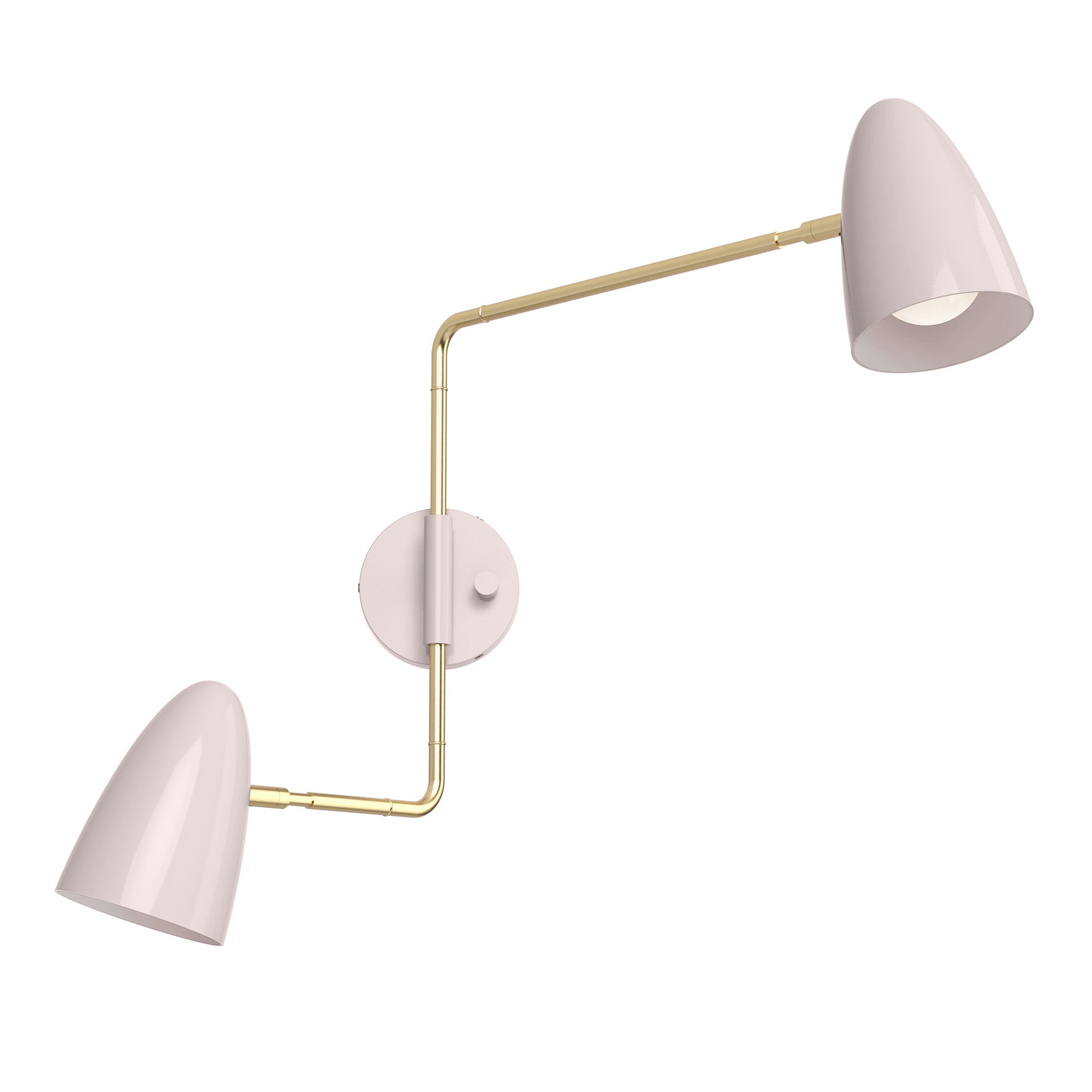 brass barely color boom double swing arm sconce dutton brown lighting