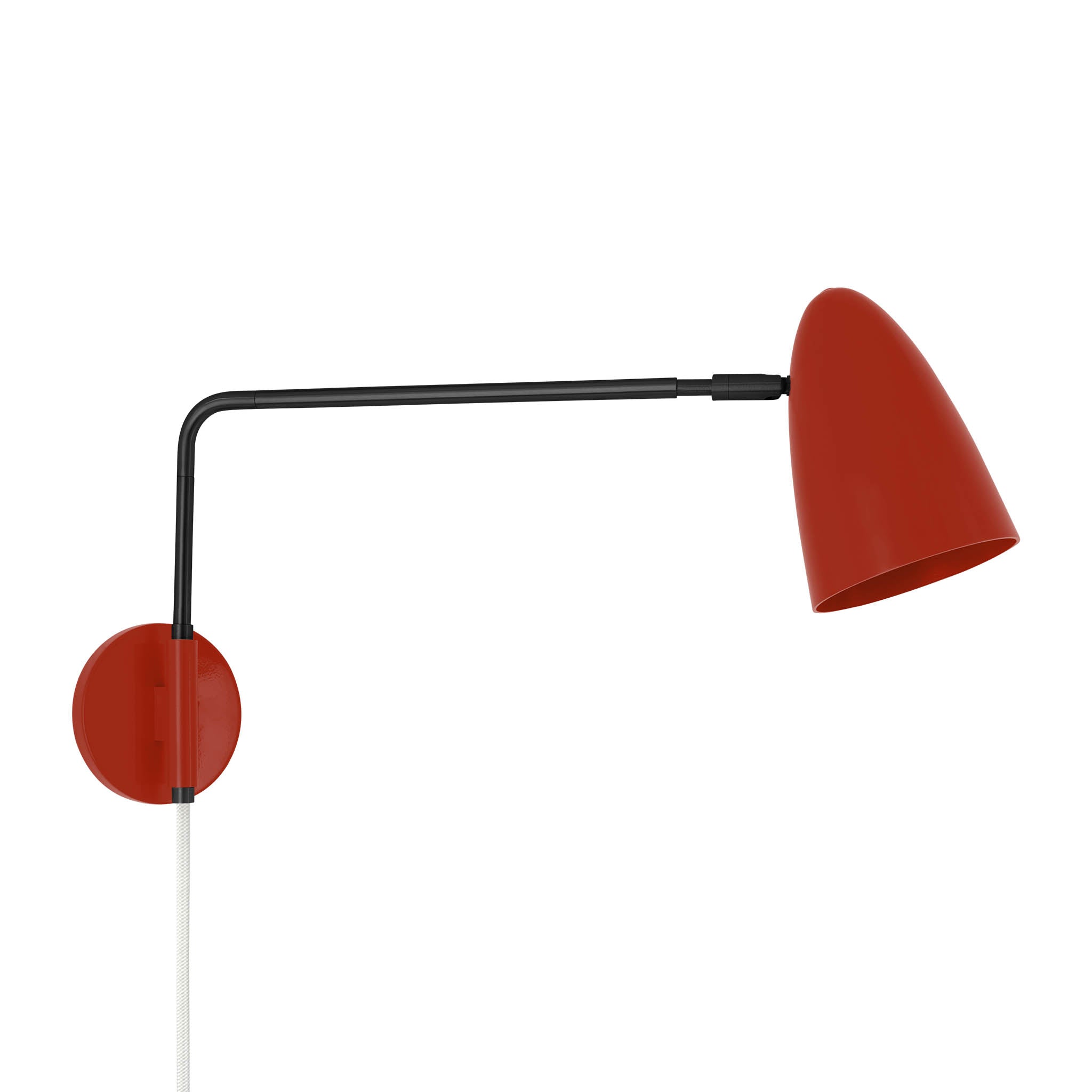 Black and riding hood red color Boom Swing Arm plug-in sconce Dutton Brown lighting