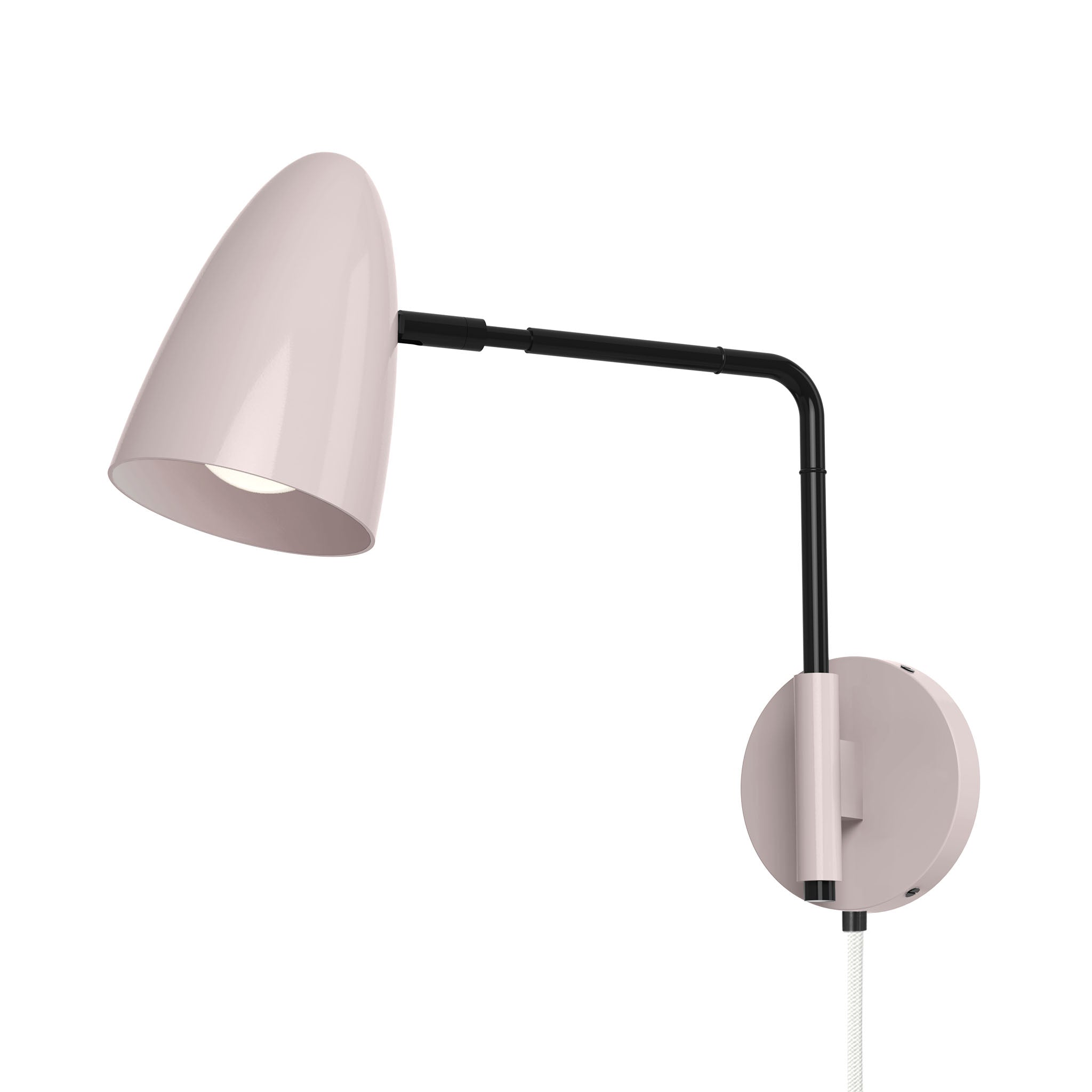 black barely color boom swing arm plug-in sconce 9" arm dutton brown lighting