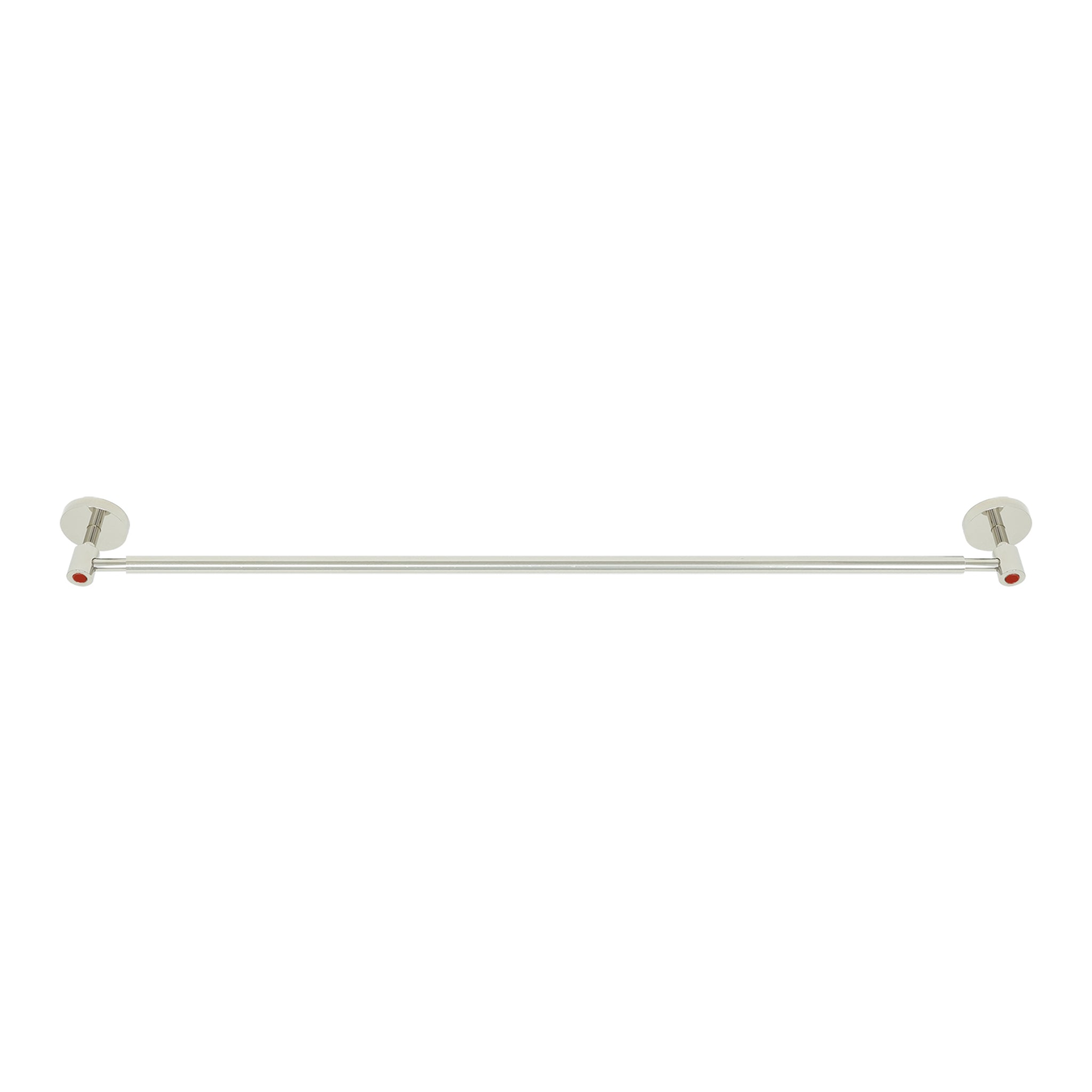 Nickel and red color Head towel bar 24" Dutton Brown hardware