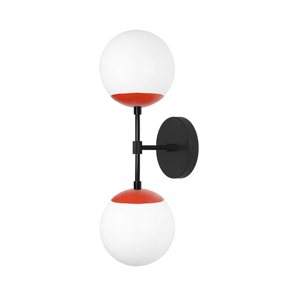 black and red cap double globe wall sconce dutton brown lighting