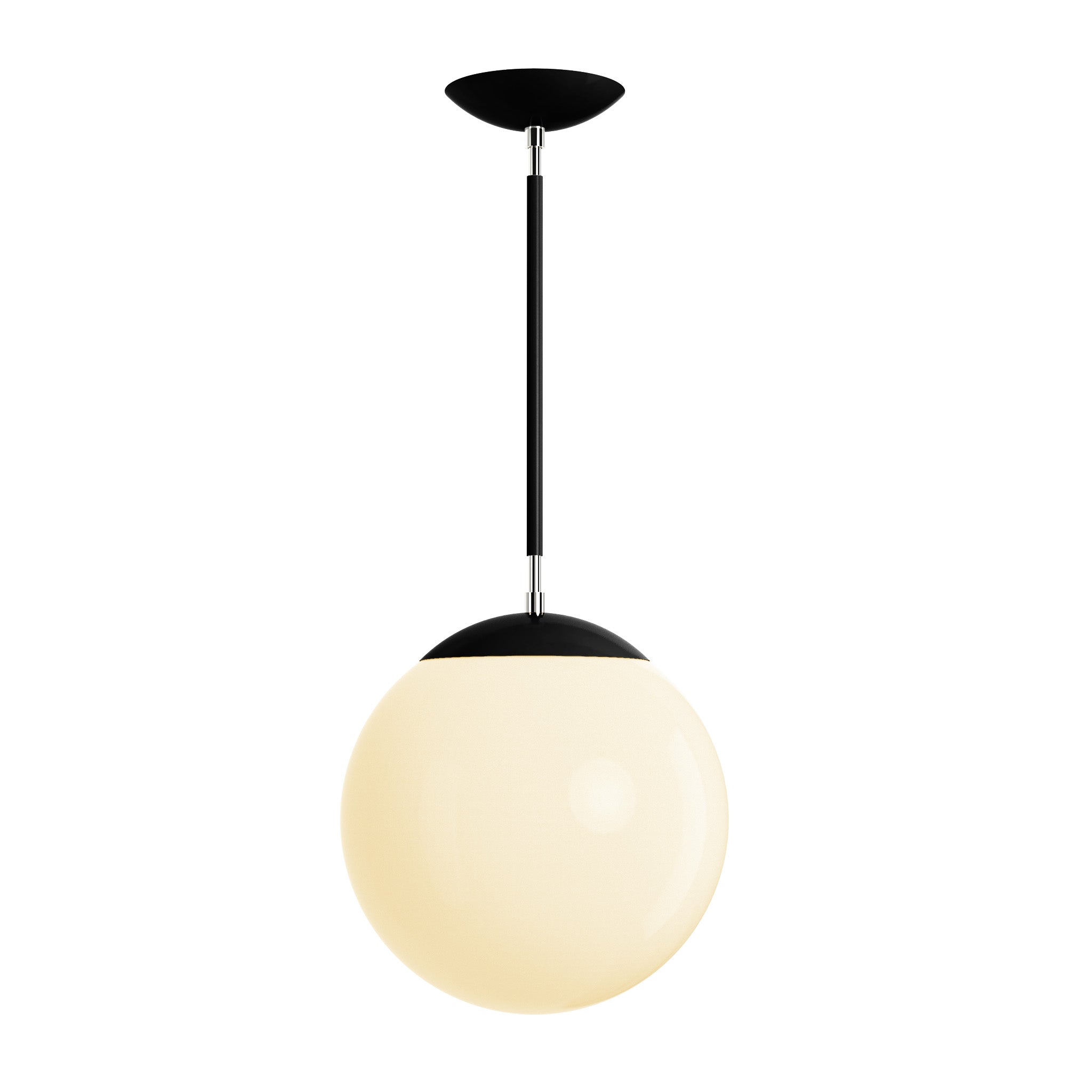 Polished nickel and black cap globe pendant 12" dutton brown lighting
