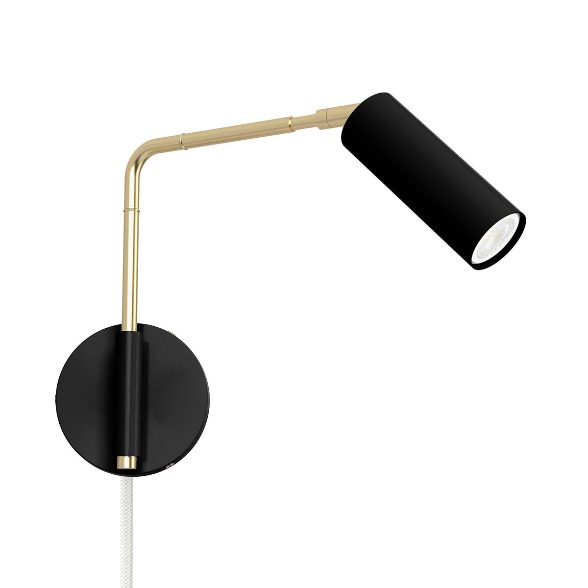 brass black color reader swing arm plug-in sconce - 9" arm dutton brown lighting
