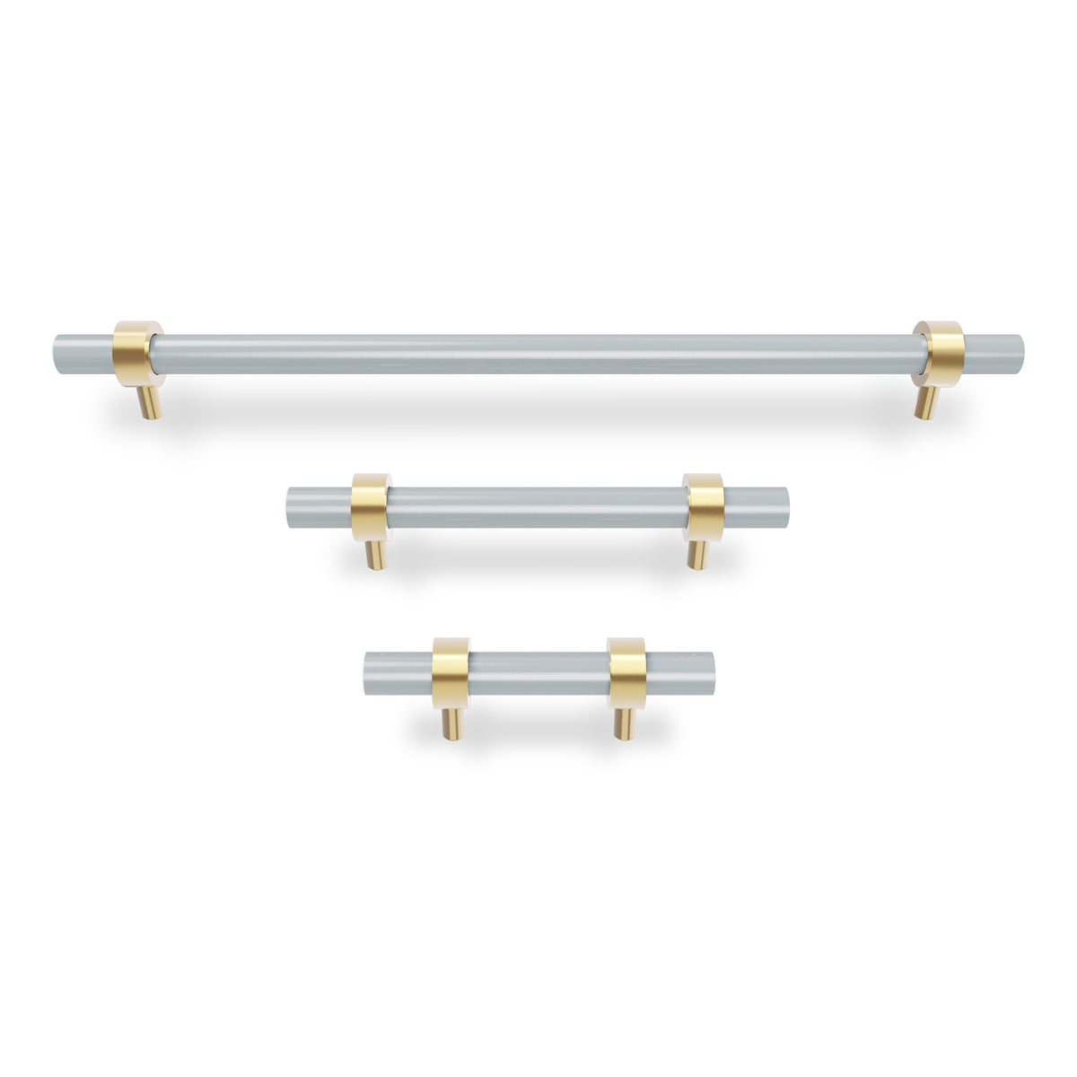Brass and chalk color Caliber pull Dutton Brown hardware