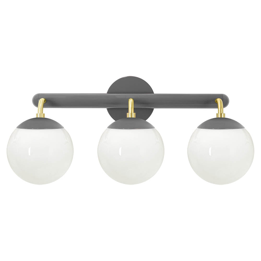 Brass and charcoal color legend 3 globe wall sconce dutton brown lighting