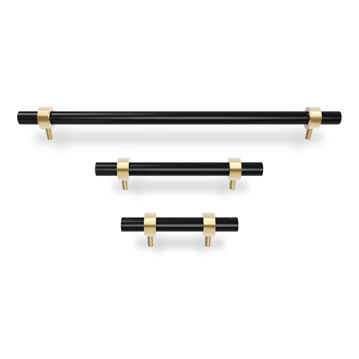 Brass and black color Caliber pull Dutton Brown hardware