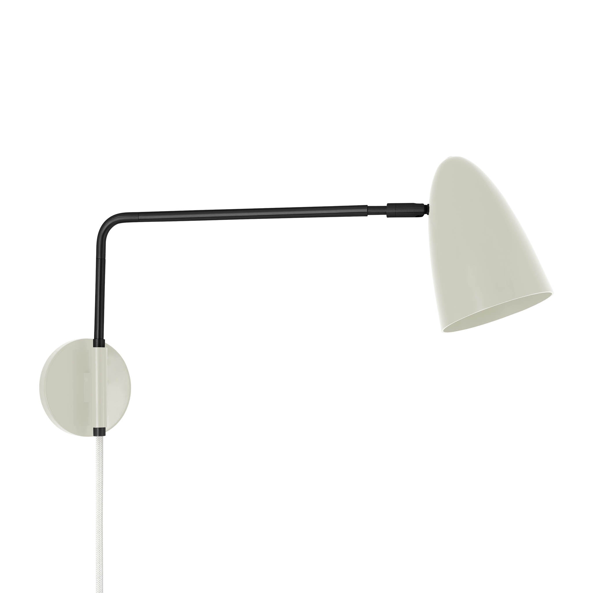 Black and bone color Boom Swing Arm plug-in sconce Dutton Brown lighting