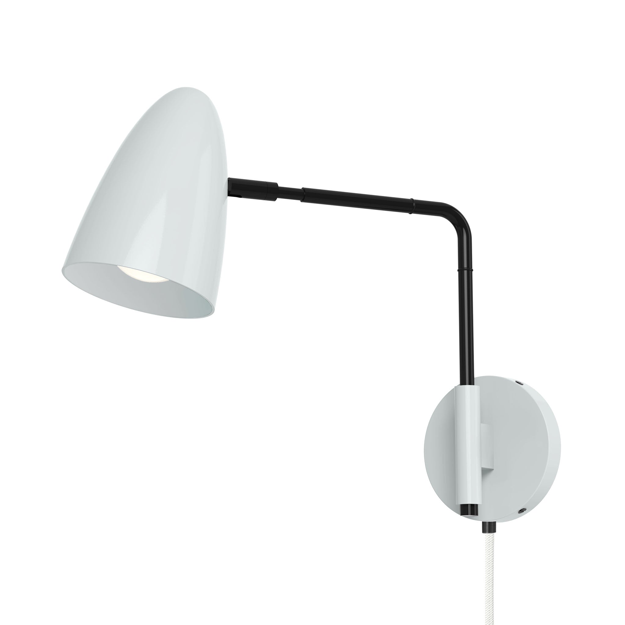 black chalk color boom swing arm plug-in sconce 9" arm dutton brown lighting