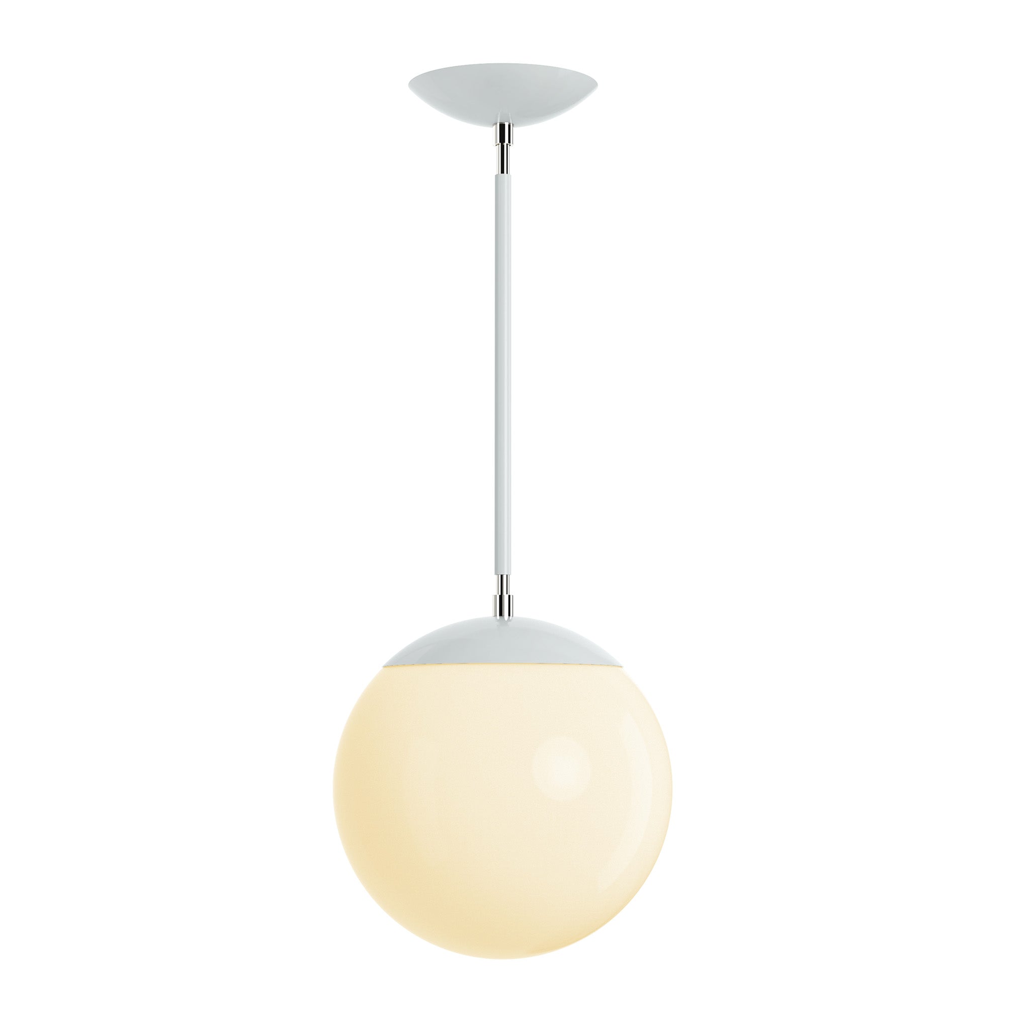 Polished nickel and chalk cap globe pendant 10" dutton brown lighting