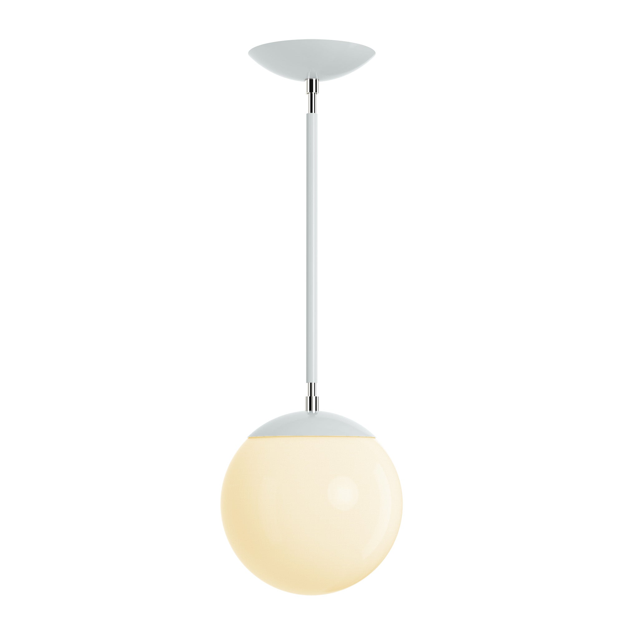 Polished nickel and chalk cap globe pendant 8" dutton brown lighting
