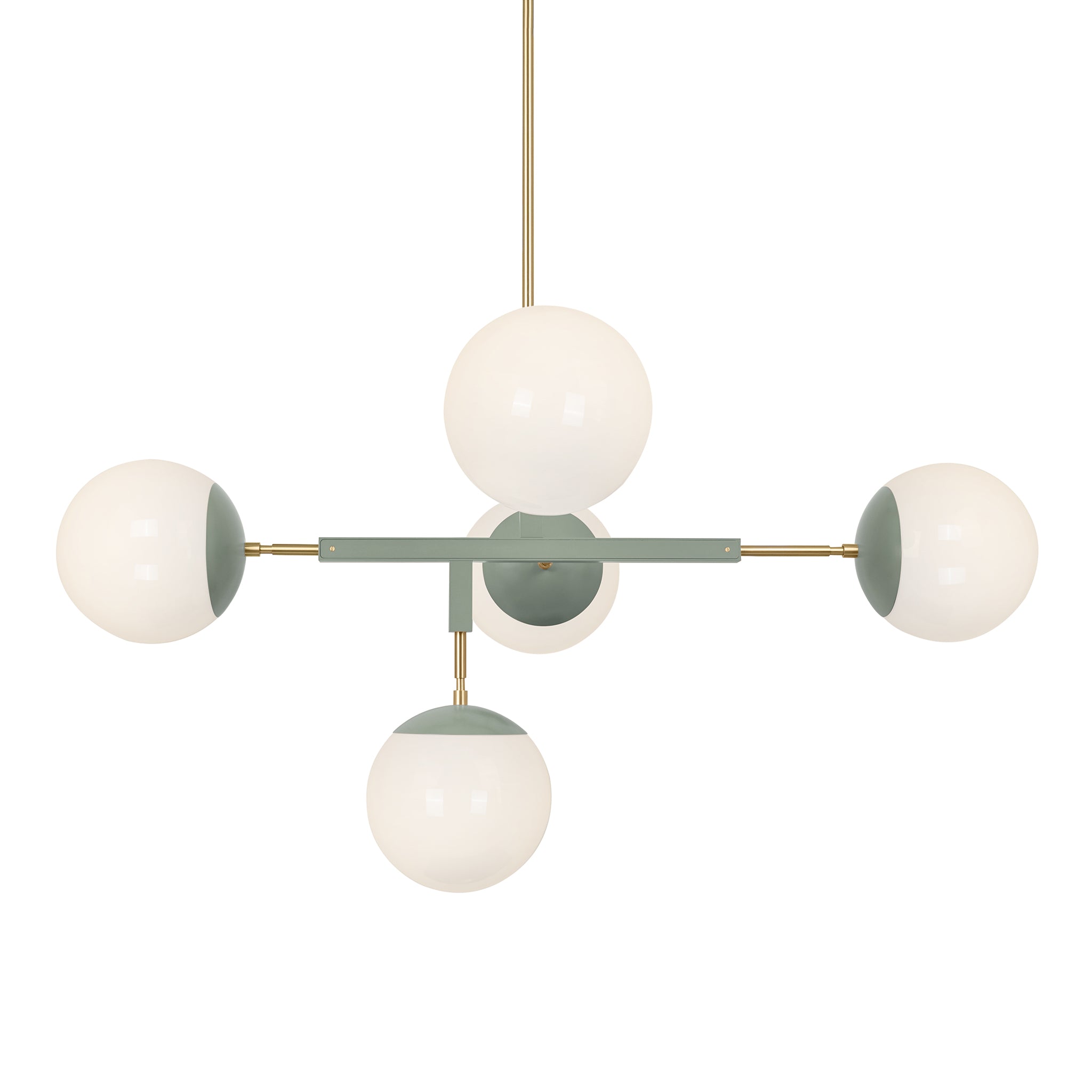 Brass and spa color Big Prisma chandelier 42" Dutton Brown lighting