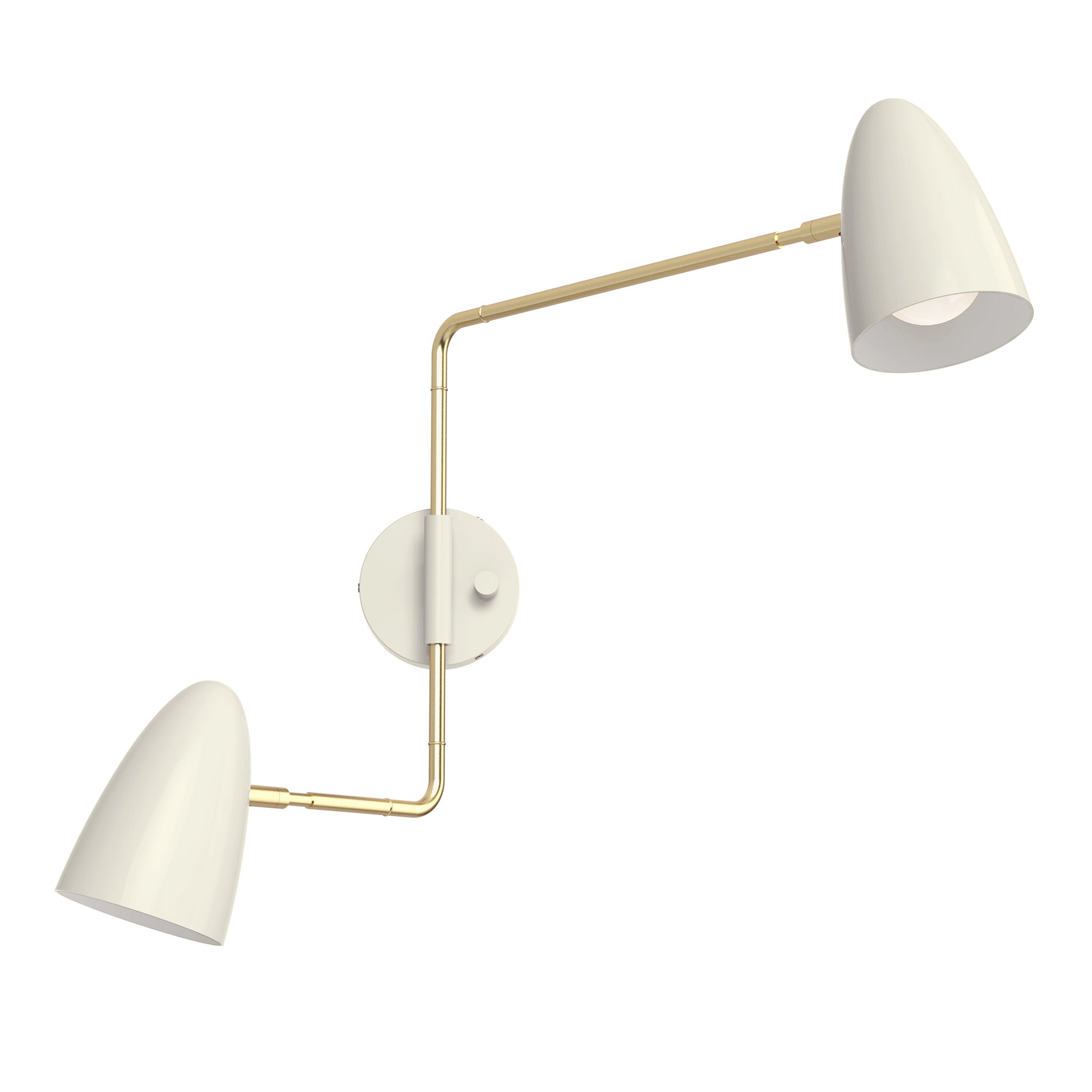 brass bone color boom double swing arm sconce dutton brown lighting